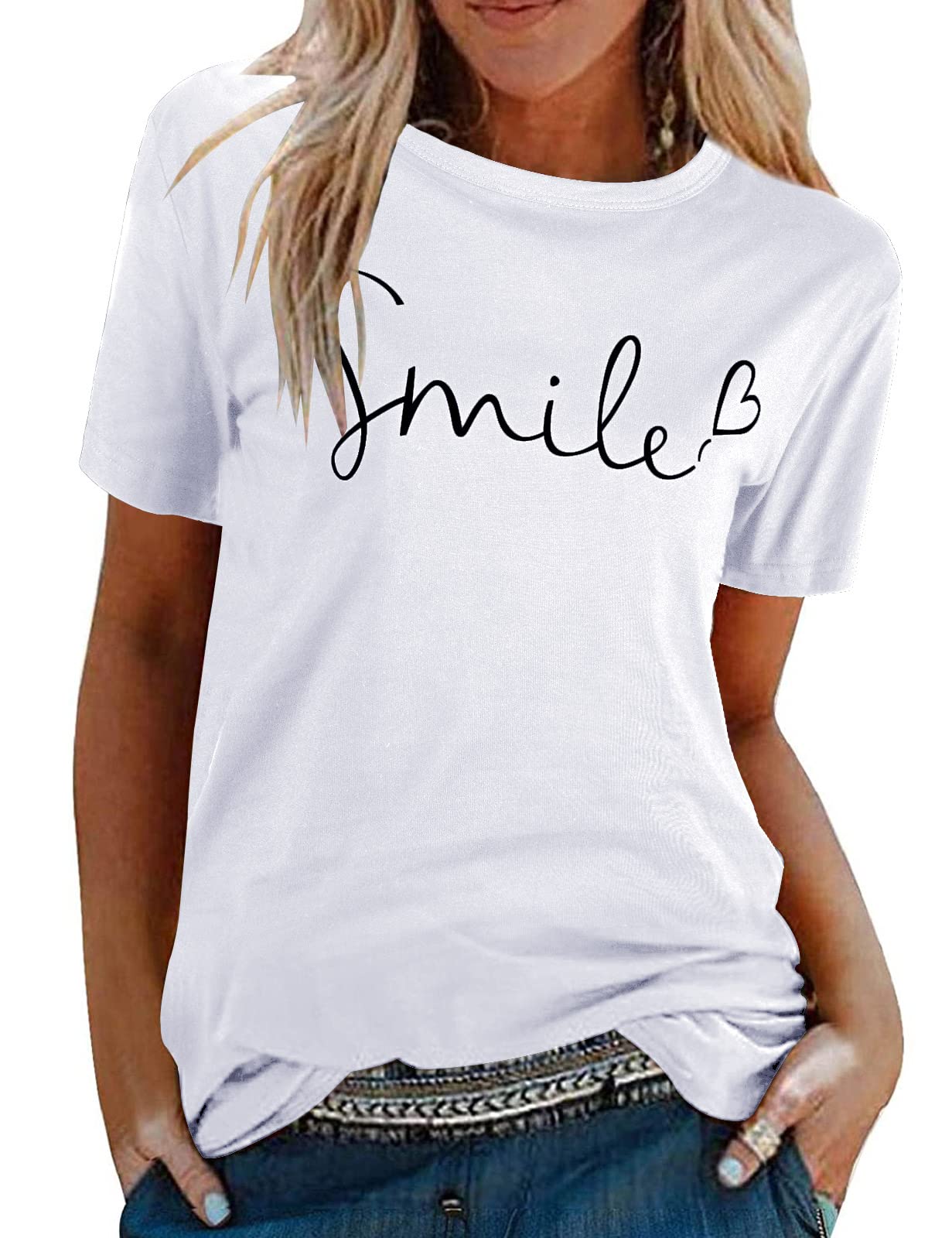 Tuopuda Magliette Donna Estive T-Shirt Manica Corta Elegante Top Cotone Crew Neck Graphic Tee Maglietta Casual Camicia Stampa Shirt Divertenti Sportivi Blusa Moda Top Taglie Forti