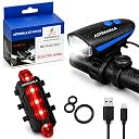 Bicycle Light Set with USB Rechargeable Front and Rear LED Lights, IP65 Waterproof gallery image