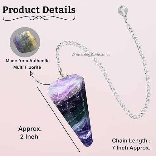Miniatura 4 de Increíble péndulo de cristal de piedras preciosas para la adivinación Collar de péndulo con cadena de chakras y bola de cristal para curación Reiki