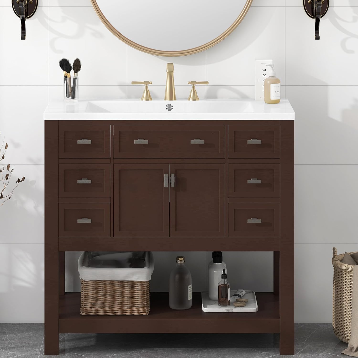 Amazon.com: LUMISOL 36" Bathroom Vanity with Sink Combo, Single ...