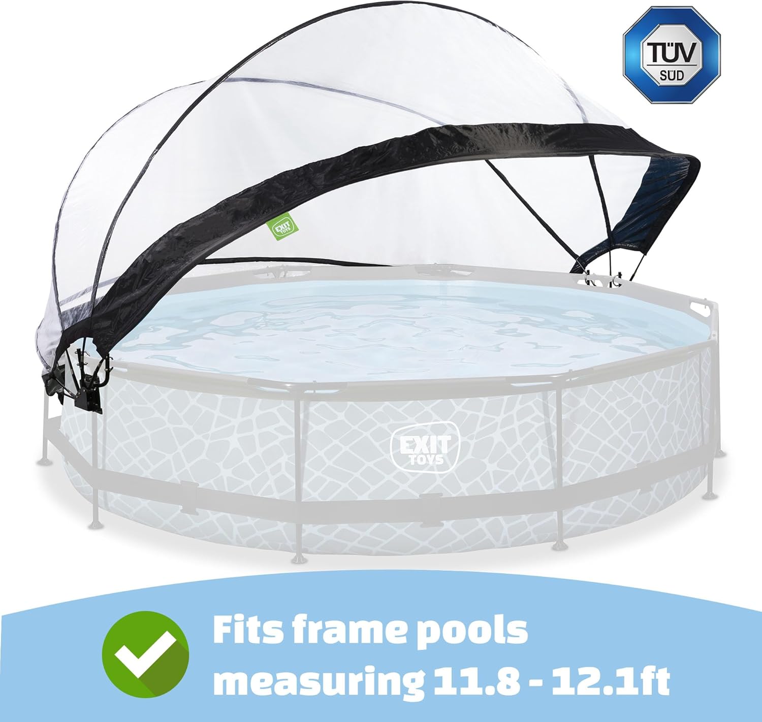 EXIT Toys 12 Foot Round Multifunctional All Weather Cover Pool Dome Enclosure for Outdoor Pools, Compatible w/Clean & Warm Water Frame Pools