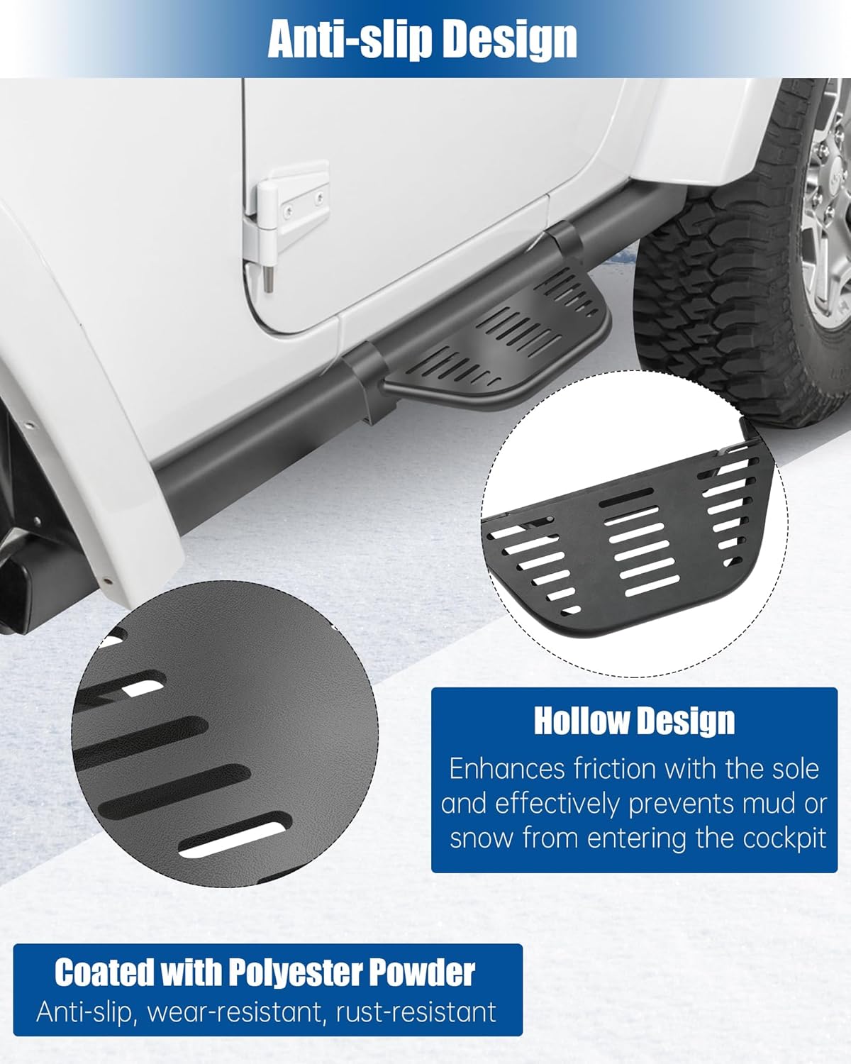 2 Pcs Rock Rails Side Steps Running Boards Fit for 2018-2026 Jeep Wrangler 2 Door & 2020-2026 Gladiator 2 Door with OEM Rock Rails