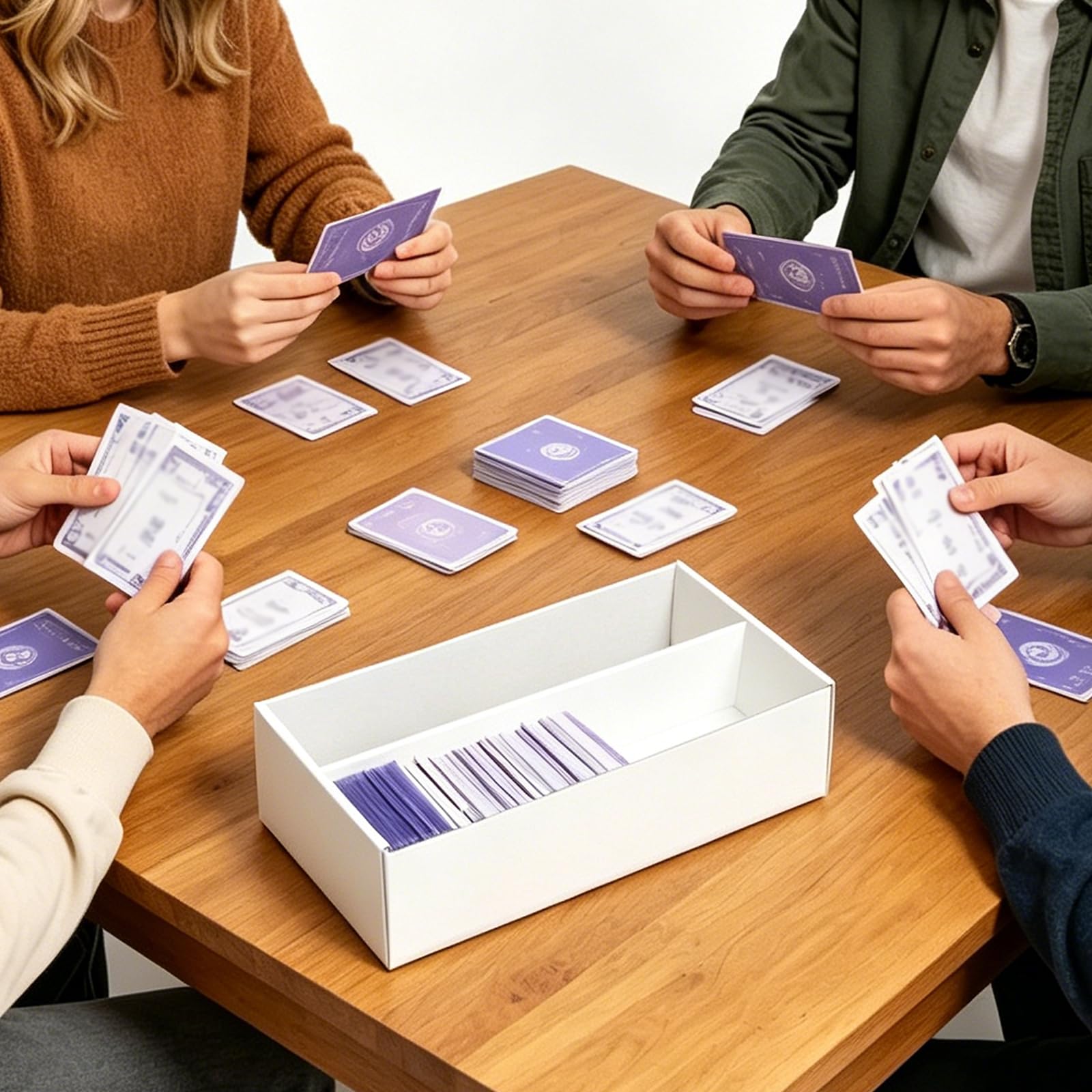 NUMINA Lot de 4 boîtes de rangement en carton à 2 rangées pour grandes collections de cartes, peut contenir 1600 cartes volantes, organiseur de cartes à collectionner robuste avec séparateurs pour