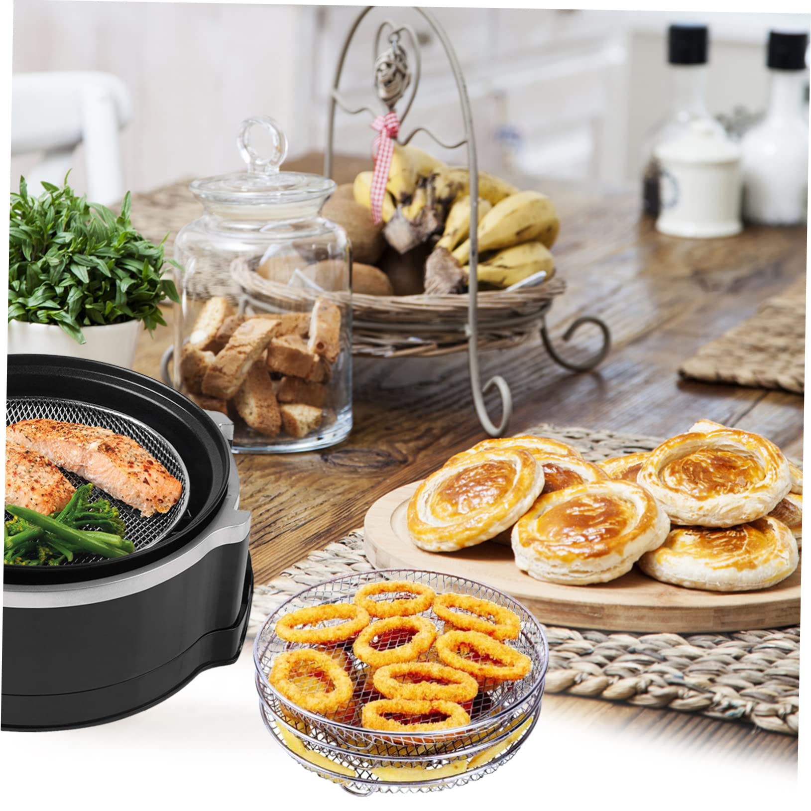 SHINEOFI 1 Pieza Rejilla Inoxidable para Freidora de Aire Accesorio Apilable Compatible con Instant Air Fryer para Variedad de Cocina