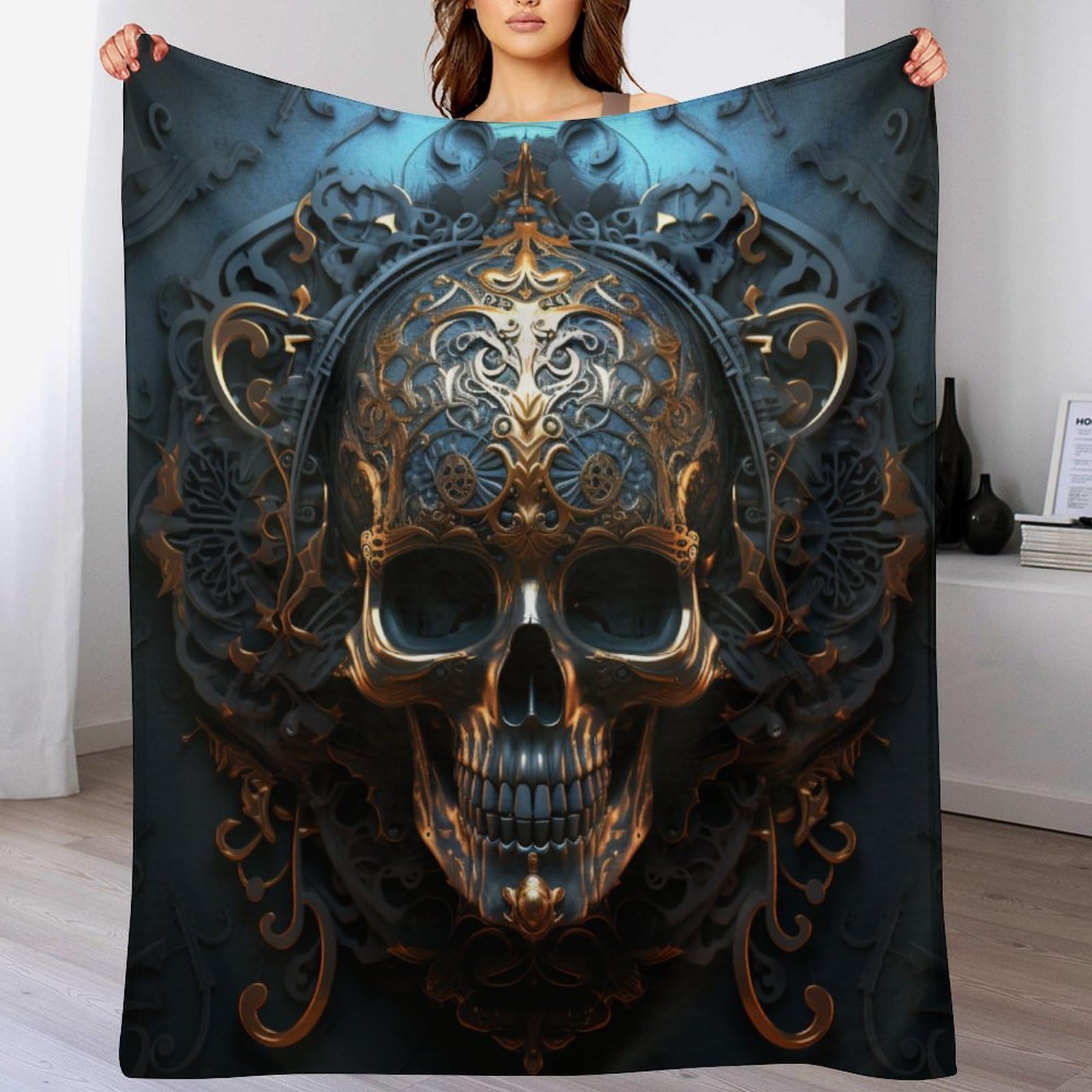 Couverture crâne gothique un cadeau original en flanelle douce