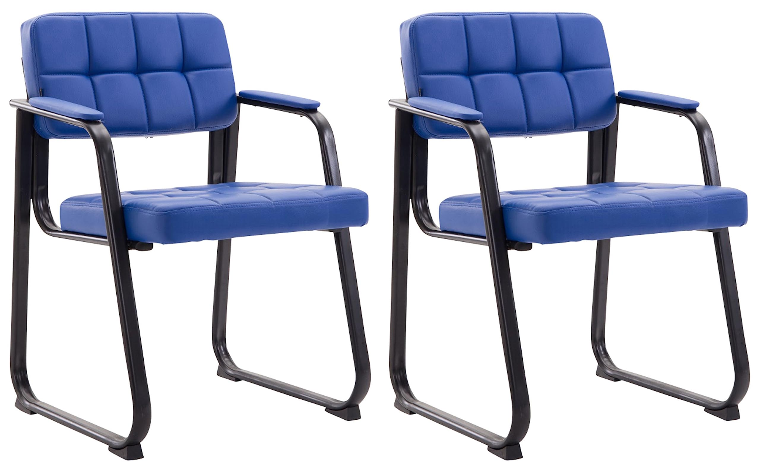 CLP Set di 2 sedie per visitatori Canada B con imbottitura e rivestimento in similpelle I Sedie per sala d'attesa con braccioli e struttura in metallo, Colore:blu