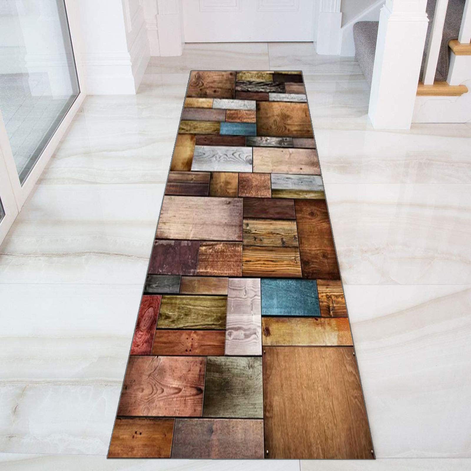 Dywan chodnik na korytarz geometryczny antypoślizgowy, chodnik kuchenny dywan poliester nadaje się do prania w korytarzu, kuchni, sypialni, salonu, szerokość 60 cm/70 cm/80 cm/90 cm/100 cm (rozmiar: 80 x 300 cm)