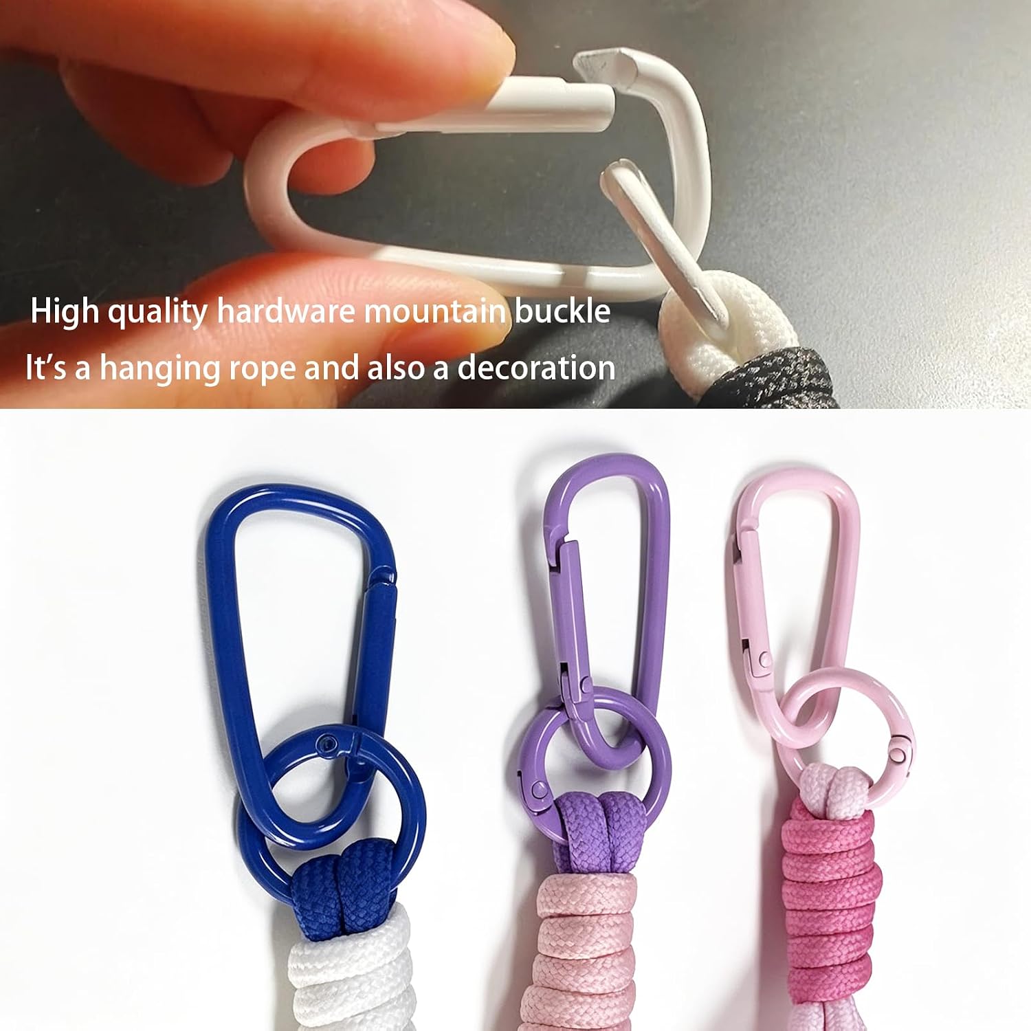 10Pcs Strong Braided Nylon Keychain Bulk Mixed Color Paracord Keychain with Carabiner Clip on Strap Clasp Ideal for Camping Hiking Backpack Accessories Paracord Rope Keychain Bag Charms image 2