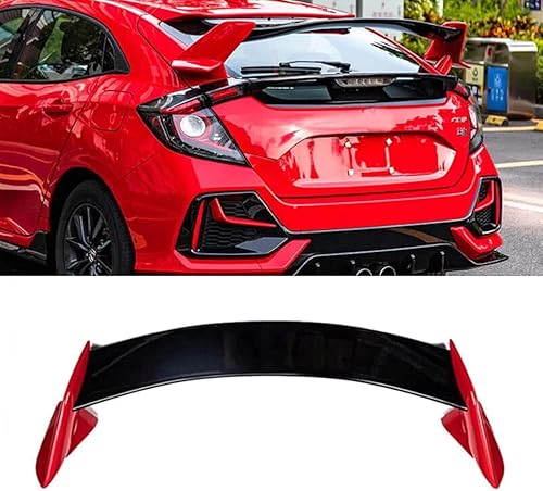 YOUNGERCAR Alerón trasero apto para Honda Civic 5Dr Type-R Style Hatchback 2016-2021 10th Honda Civic 5Dr Type-R Style Hatchback rojo y negro ABS