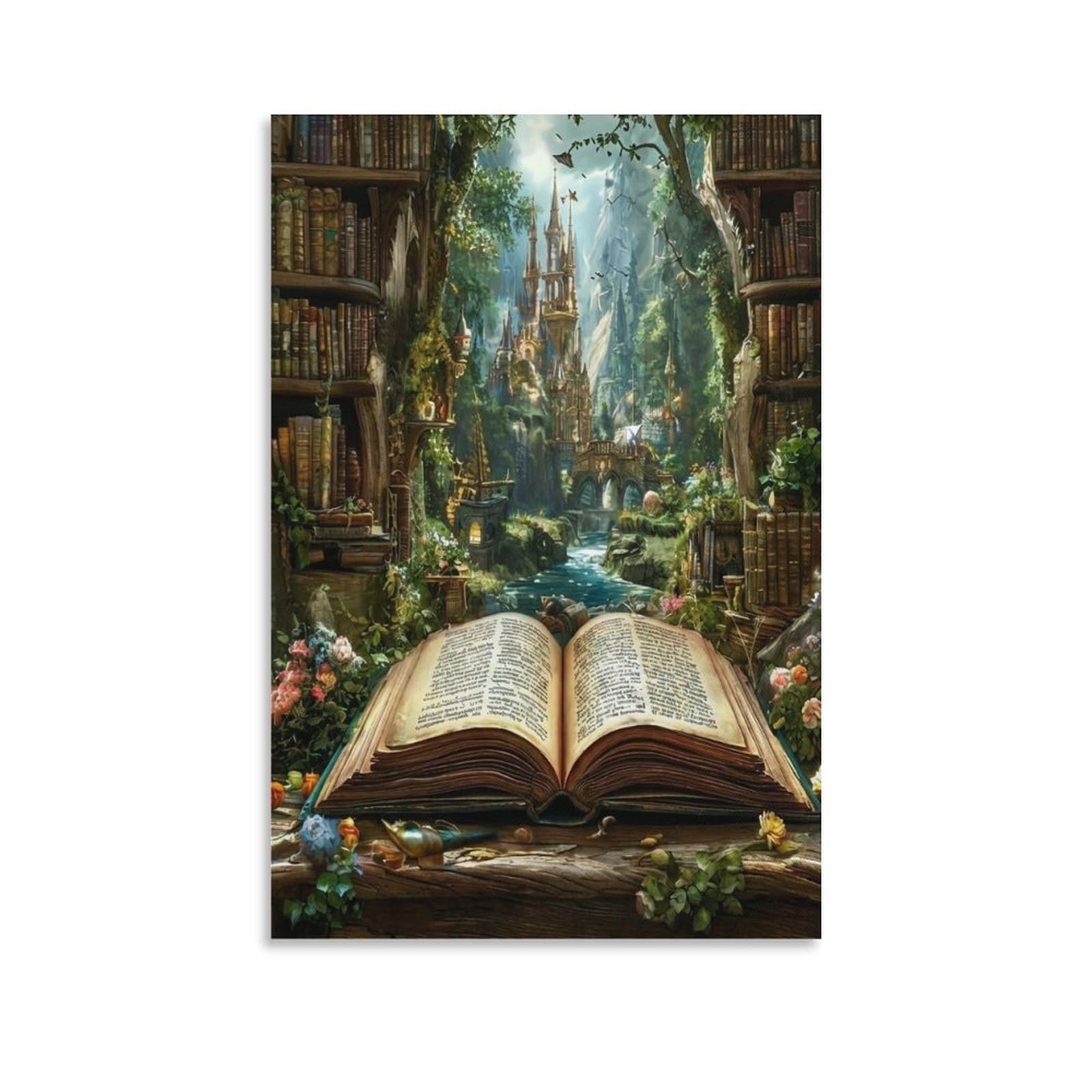 DHBANEIOK Fantasy Book World Poster Artwork Giclee Canvas Prints Modern Wall Art Picture Wall Hanging for Home Decorations 12x18inch(30x45cm)