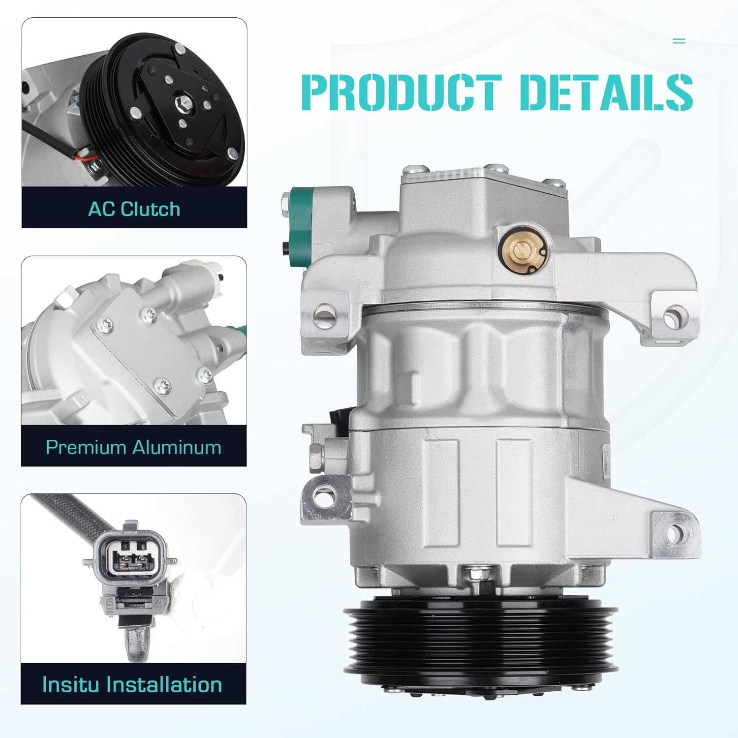 Air Conditioner AC Compressor with A/C Clutch Fits for Nissan Altima 2.5 2.5L S SR Base Sense Advance 2013 2014 2015 2016 2017 2018 (Without SL and SV), Replaces CO 29074C, w/One Plug