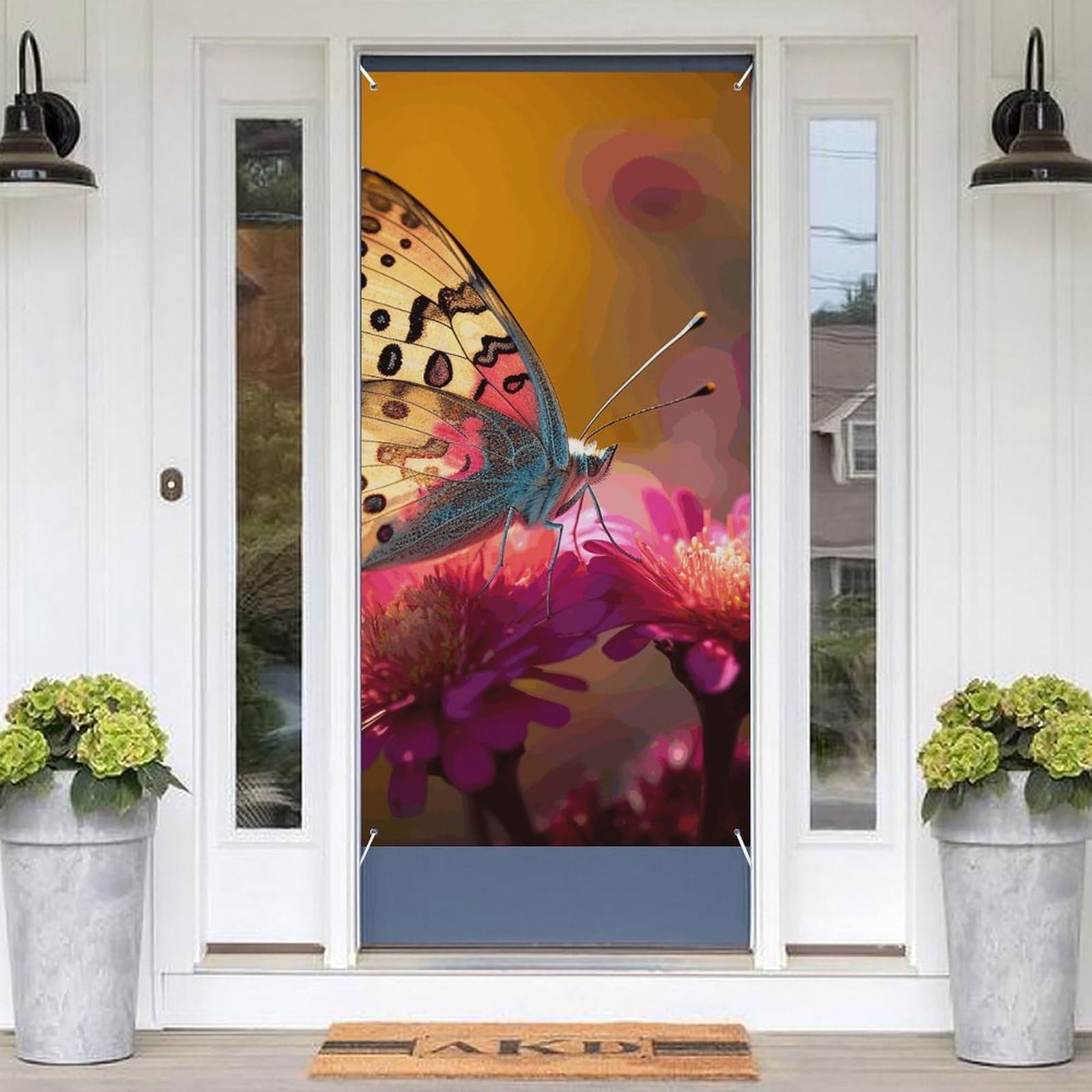 KLOPH Door Cover Decoration Welcome Door Banner Porch Sign Photo Background Doors Curtains for Doorway Privacy Window Curtain A Colorful Butterfly Porch Cover Indoor Outdoor Decor 70.9x35.4in