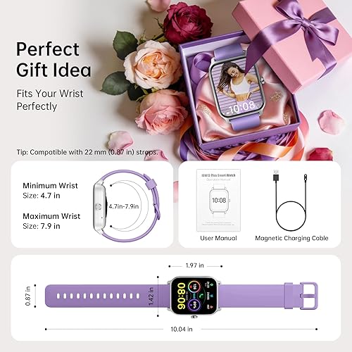 Miniatura 9 de Tensky Reloj inteligente para mujer, pantalla táctil HD de 1.85 pulgadas, reloj inteligente para Android/iPhone/Samsung/(llamada Bluetooth), Alexa