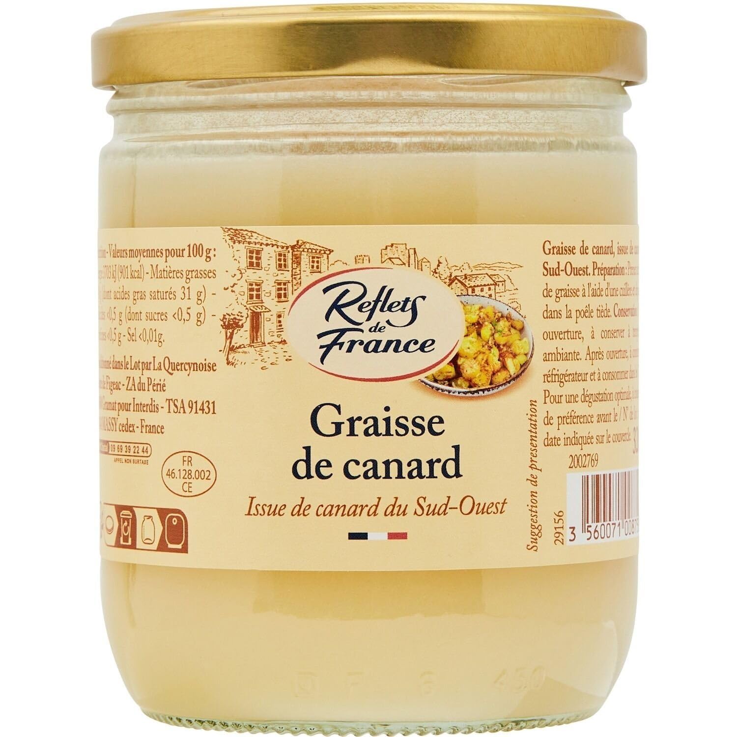 REFLETS DE FRANCE – Graisse de Canard Artisanale, Goût Authentique pour Cuisson Savoureuse (Pot 320g) - lot de 3 - Vendu par Lot