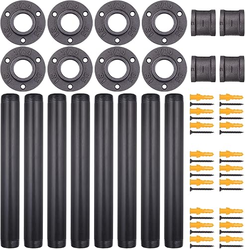 Miniatura 3 de MUZIK Juego de 4 patas de mesa de tubo industrial, patas de base de hierro para mesas auxiliares y mesas auxiliares, escritorios, mesitas de noche,