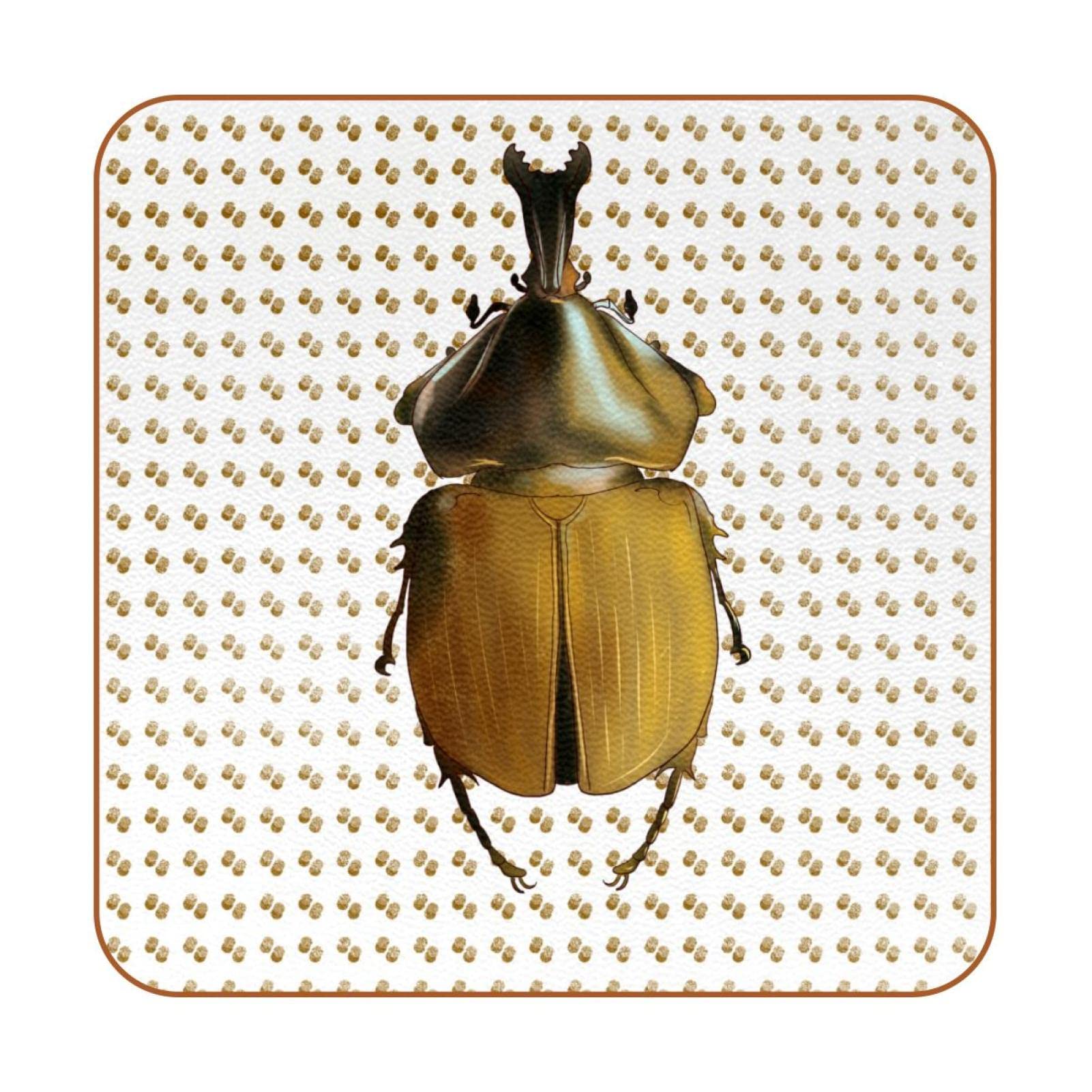 Sous-verres carrés antidérapants coccinelle lot de 6 dessous de verre lavables