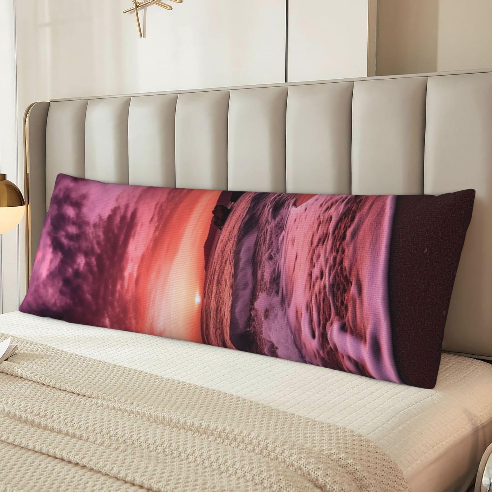 Pink Beach Sunset Body Pillow Cover with Hidden Zipper 54"X20",Ultra Soft Microfiber Long Pillow Case Decorative Bedding Pillowcase Cushion Cover Cases for Bedroom Couch Sofa,Home Gifts