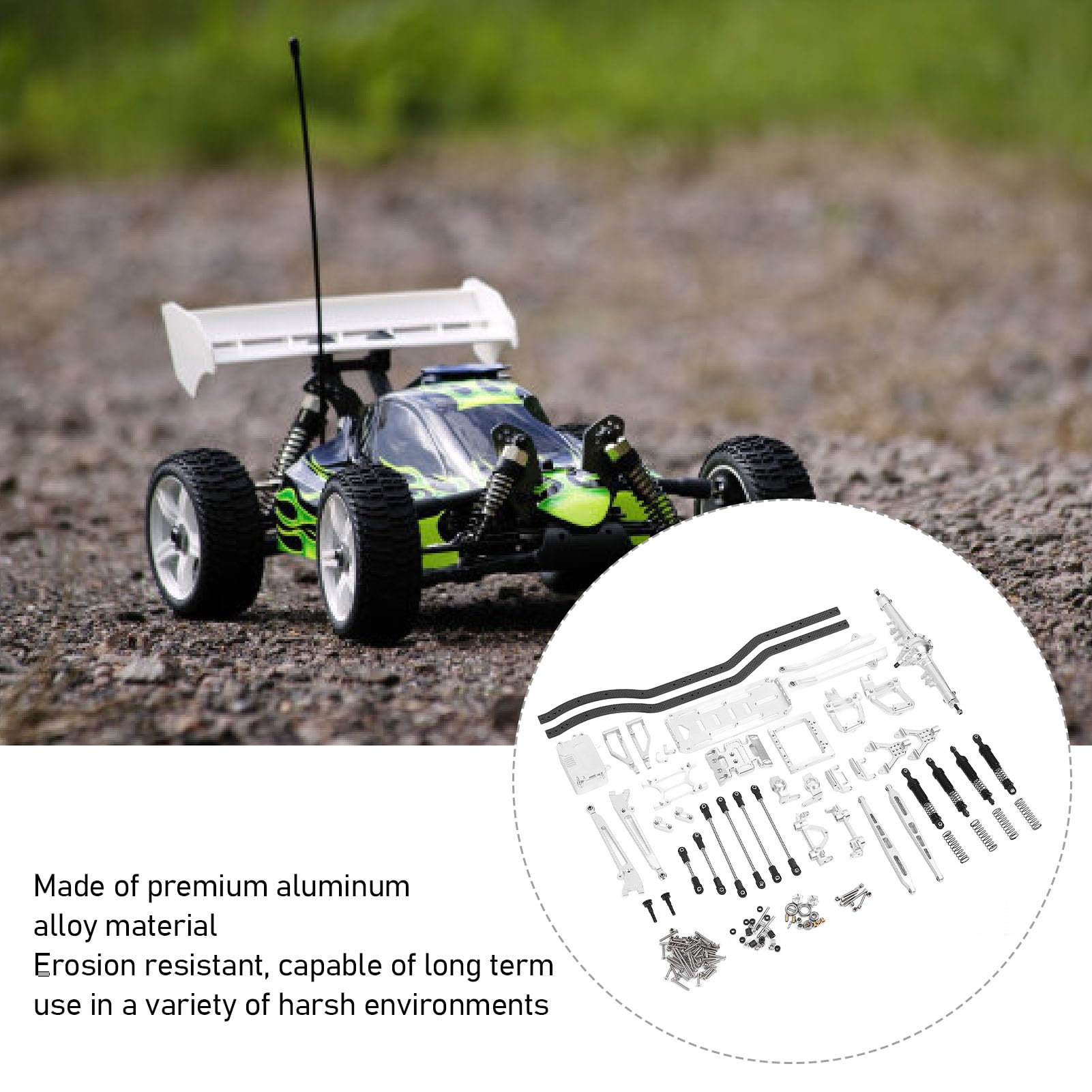Cocoarm Zestaw Ramek Podwozia RC Metalowa Rama Podwozia RC ze Stopu Aluminium ze zintegrowaną osią i Amortyzatorami do Samochodów Gąsienicowych z Napędem na 2 Koła SCX10 Srebrna