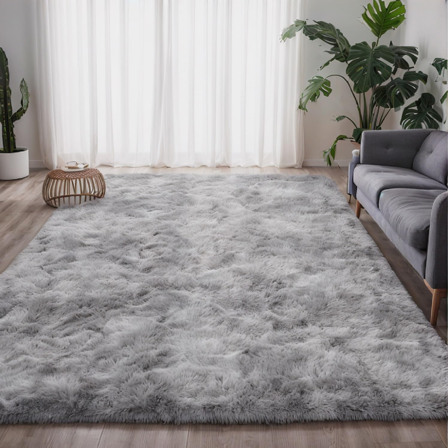 Tapis de salon gris clair 120x160 cm antidérapant et doux