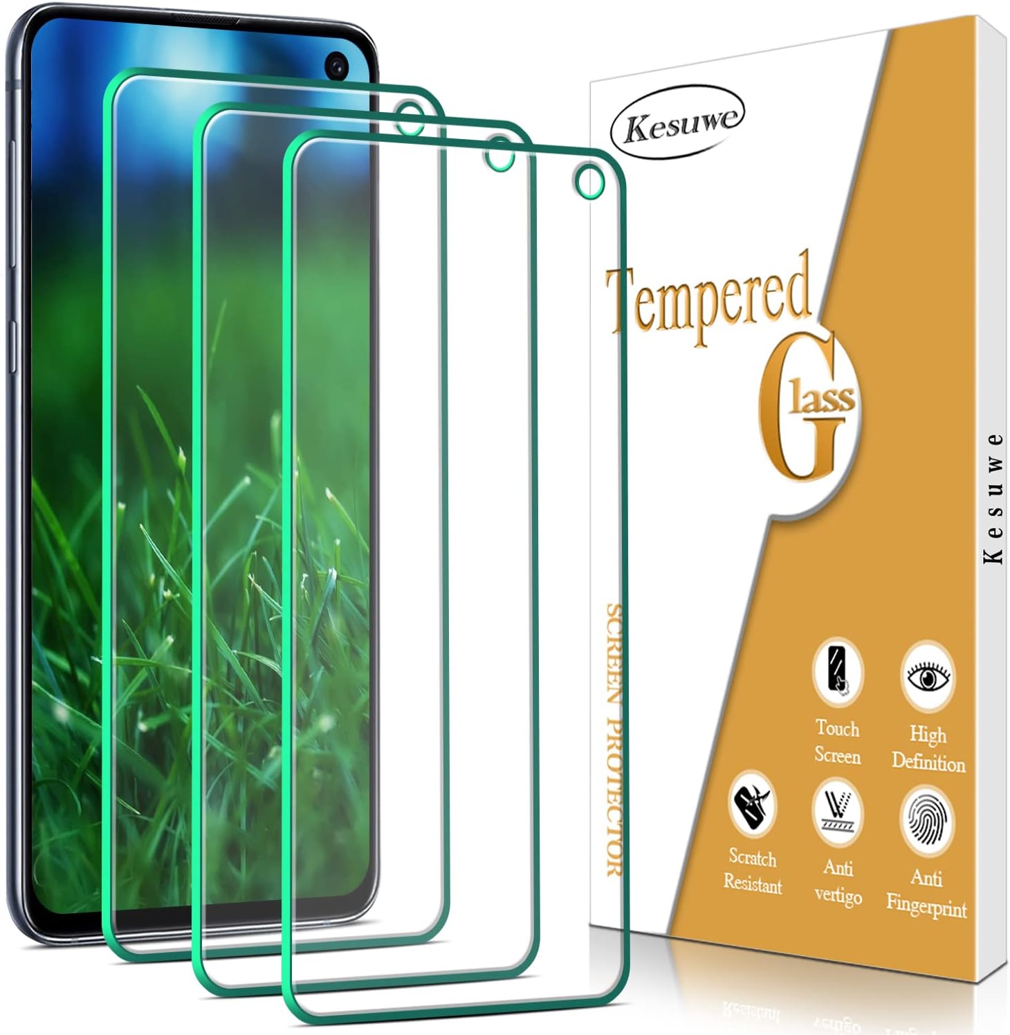 3 Pack Screen Protector For Samsung Galaxy S10e Tempered Glass Film, Anti Scratch, 9H Hardness, Easy to install, Case Friendly