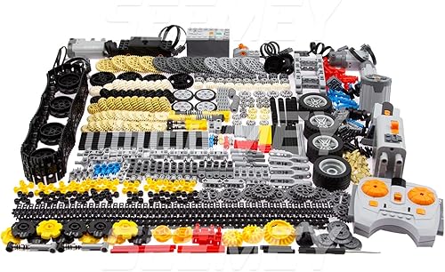 Miniatura 7 de SEEMEY Juego de 844 pines y ejes de engranajes y 32 piezas de funciones de potencia, paquete compatible con Lego-Technic-Parts