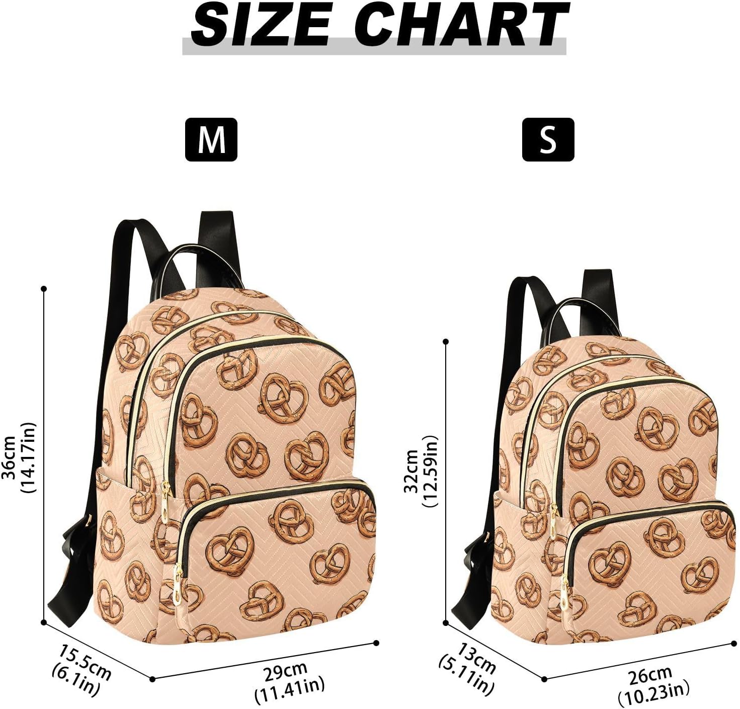 Pretzels Pattern Backpack Purse for Women Shoulder Bag Fashion Daypack Ladies Handbag Lightweight Travel Bag Rucksack