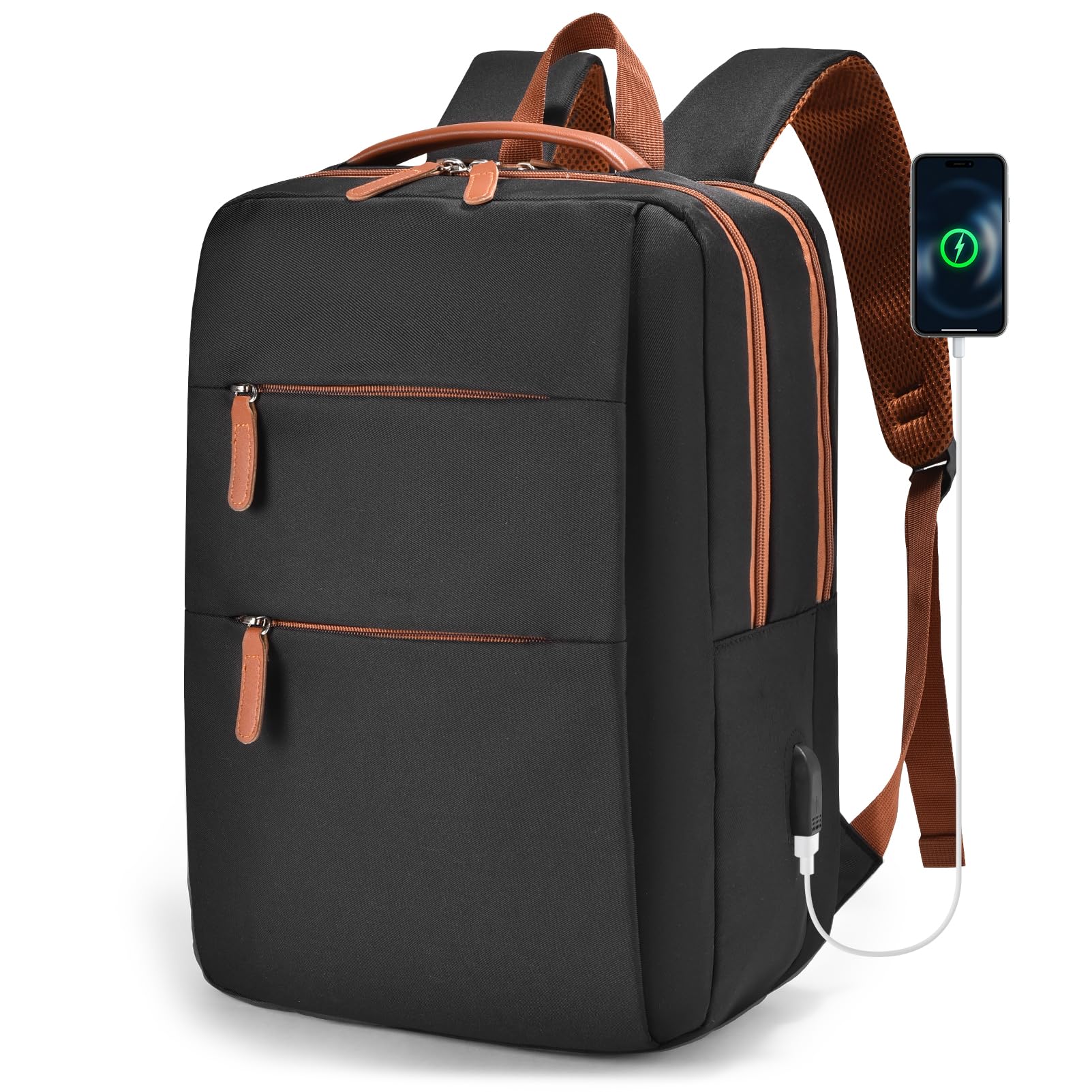 BAGZY Handgepäck Rucksack 40x30x15 British Airways Wasserdichtem 15.6 Zoll Laptop Rucksack mit USB-Anschluss Diebstahlschutz Schulrucksack Herren Damen für Reisen, Geschäftsreisen, Büroarbeit schwarz