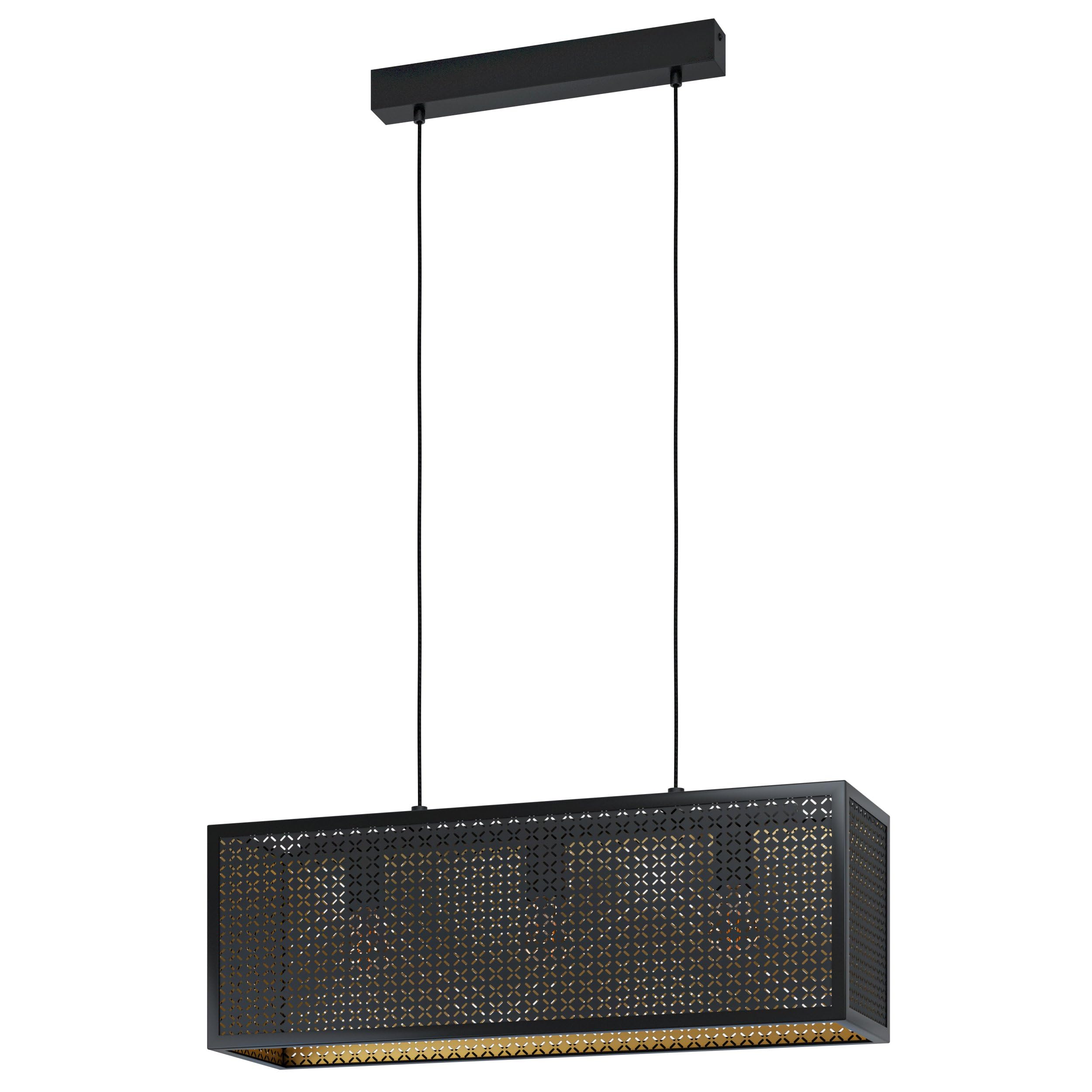 Lámpara de salón colgante de diseño Eglo Sallicano de metal negro y oro con 3 casquillos E27