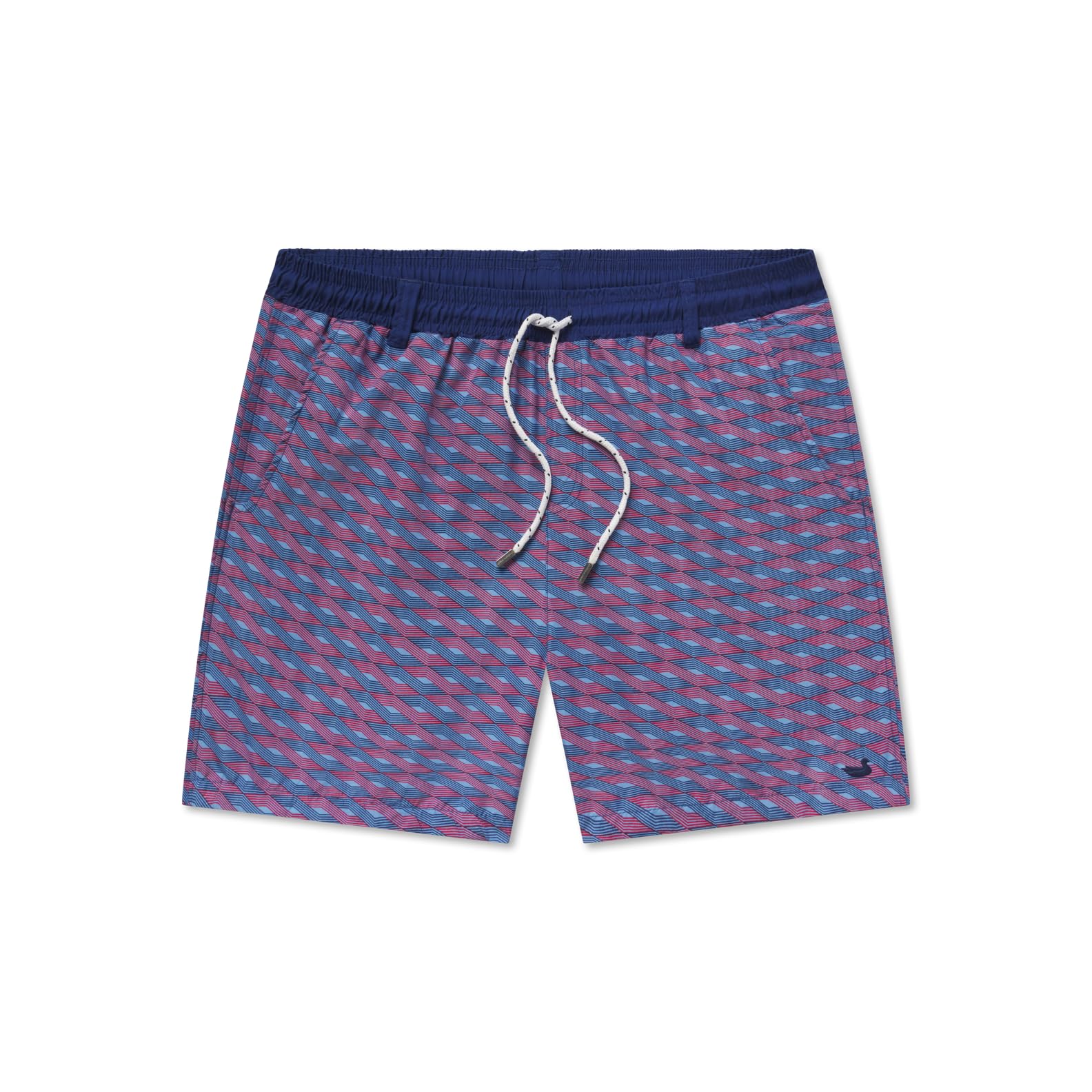 Southern Marsh Dockside Swim Trunks - Lattice, Blue and Red, X-Large