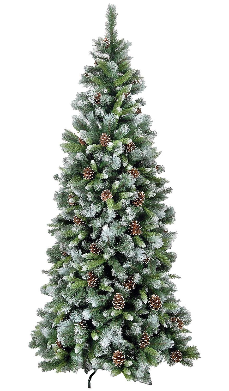 Marco Paul Green Frosted Glacier Christmas Tree 6ft Pine Cones