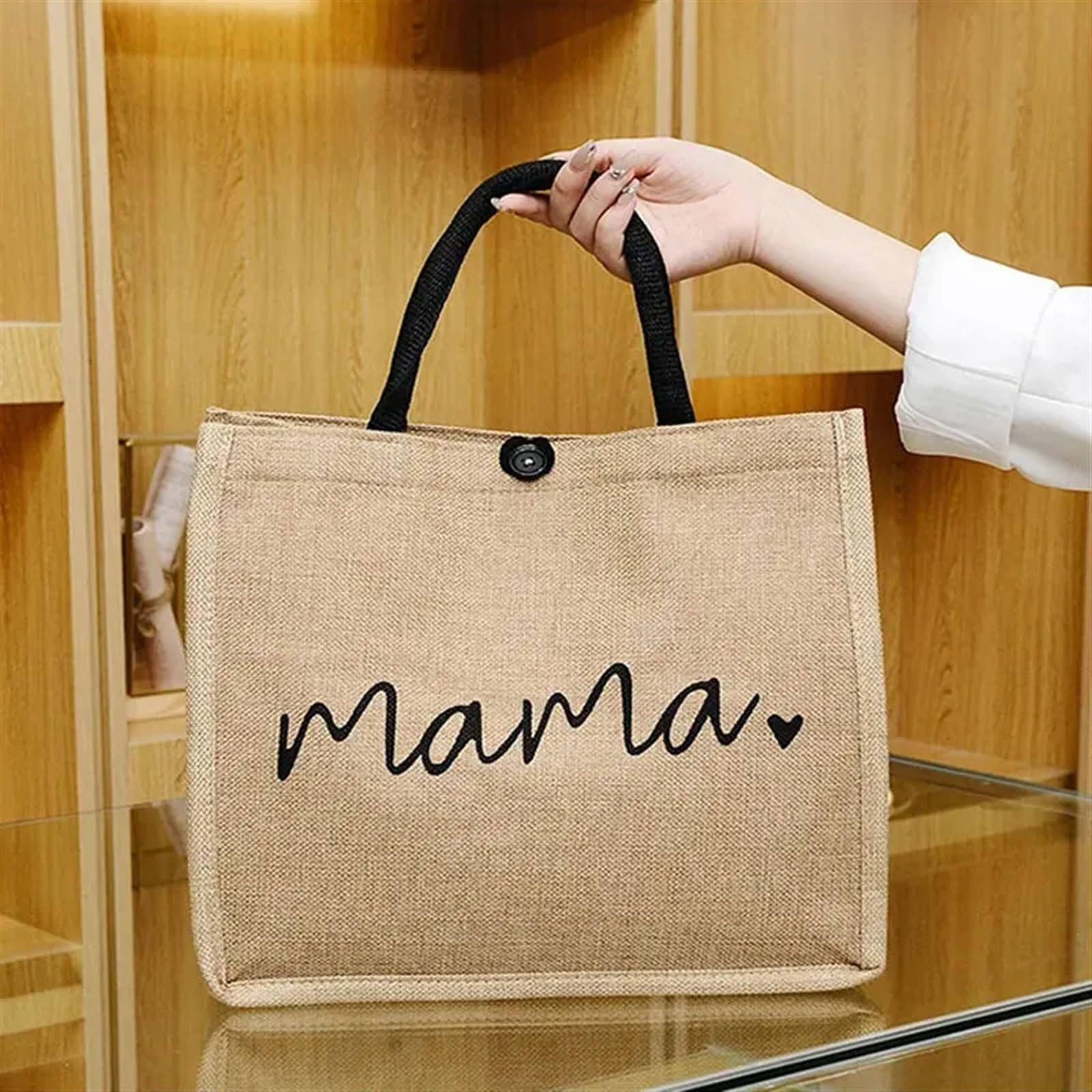 Borsa tote in juta, Borsa tote in iuta marrone grande da donna in lino for lo shopping a spalla for affari, lavoro, viaggi
