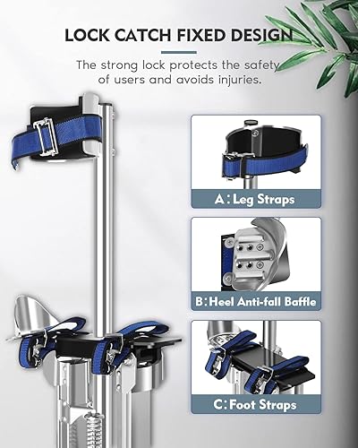 Miniatura 9 de GCCSJ Zancos de 18 a 30 pulgadas para adultos, altura ajustable, zancos de trabajo de aluminio con rodilleras protectoras para pintura de techo,