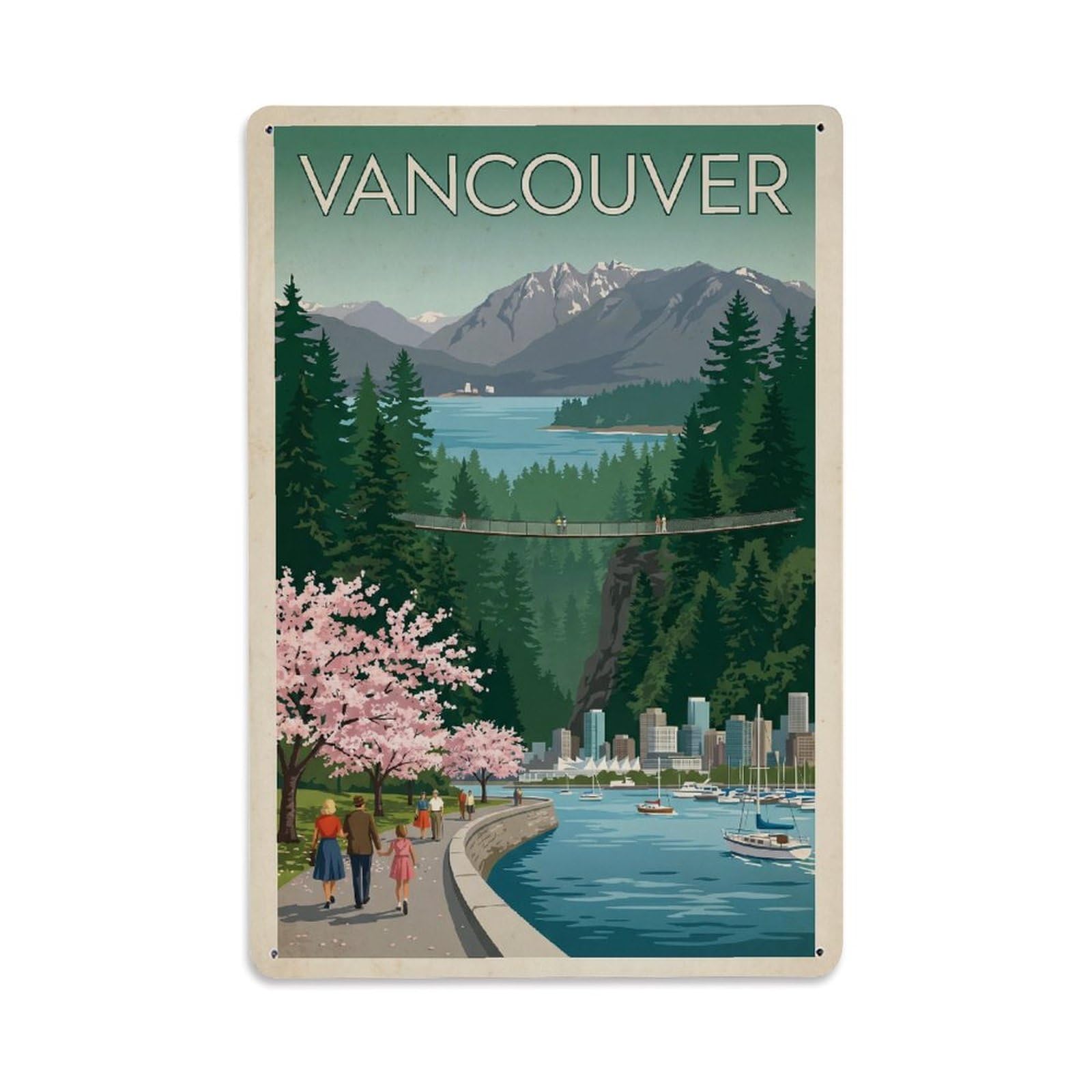 Gead 8X12inch Style Canada Vancouver Vintage Travel Metal Tin Sign
