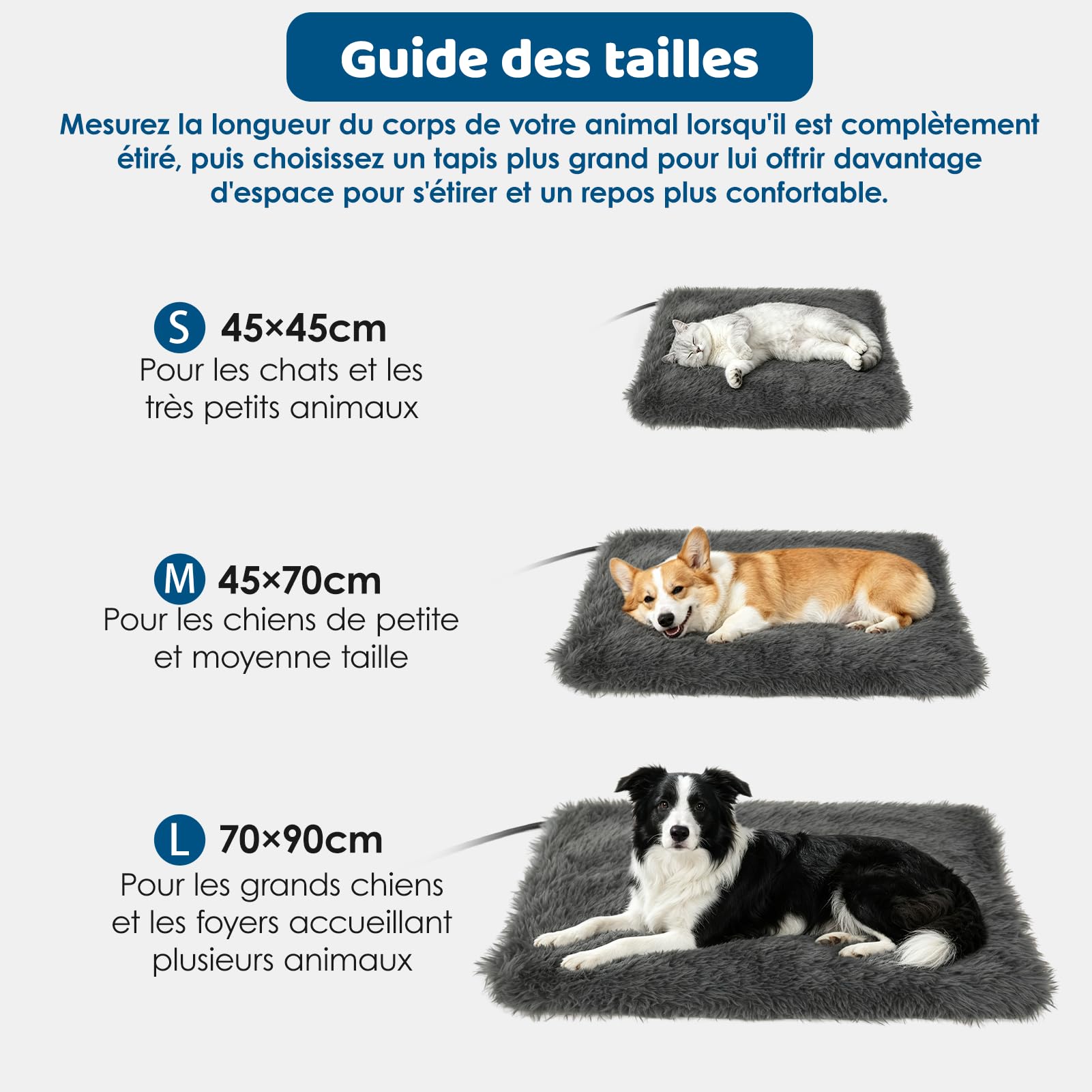 Wdmiya Tapis Chauffant pour Animaux avec 9 Niveaux de Température&Minuterie