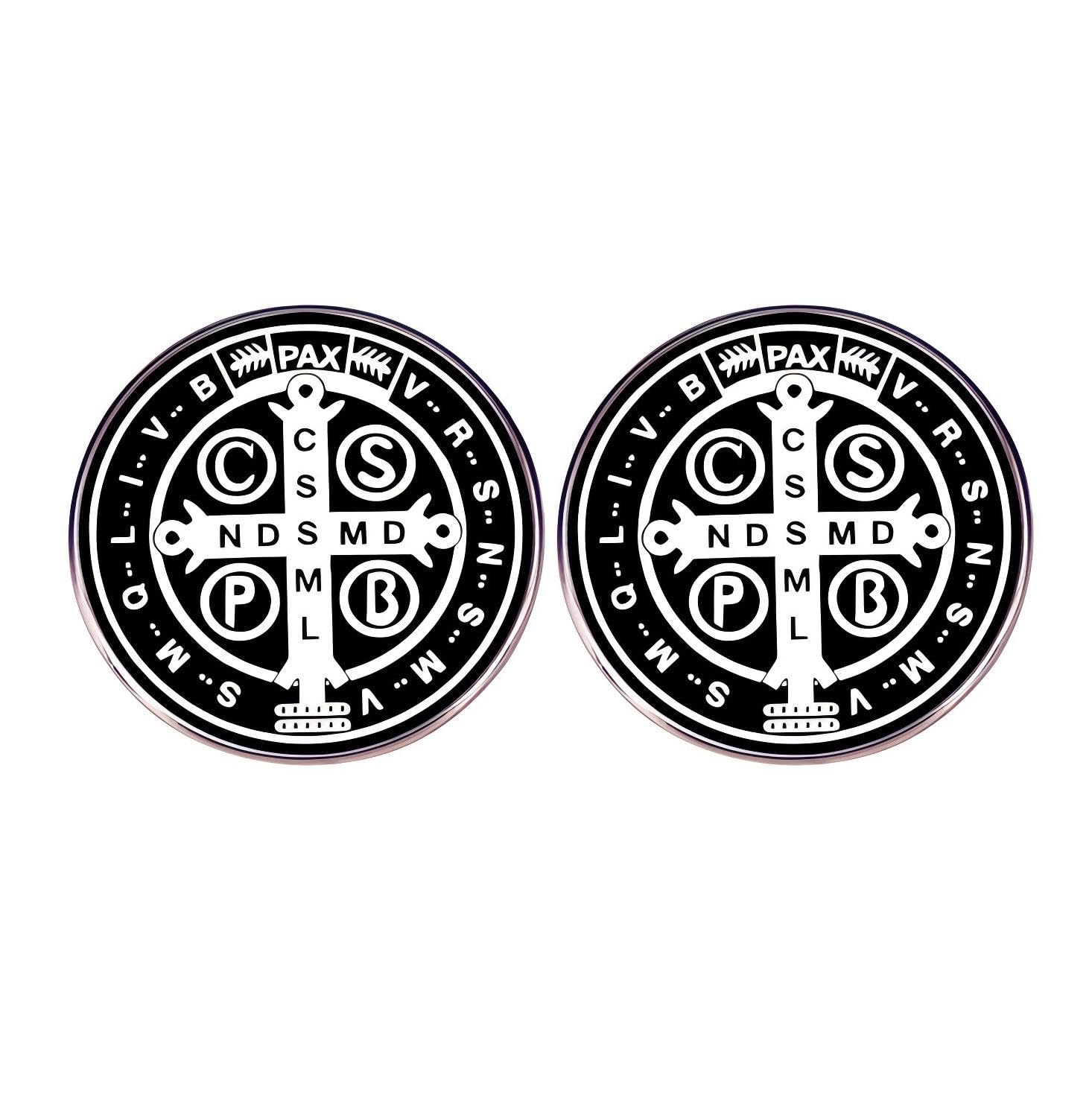 2 Saint Benedict Medal Enamel Pins, Metal Alloy Badges Clothes Bags Hats Accessories
