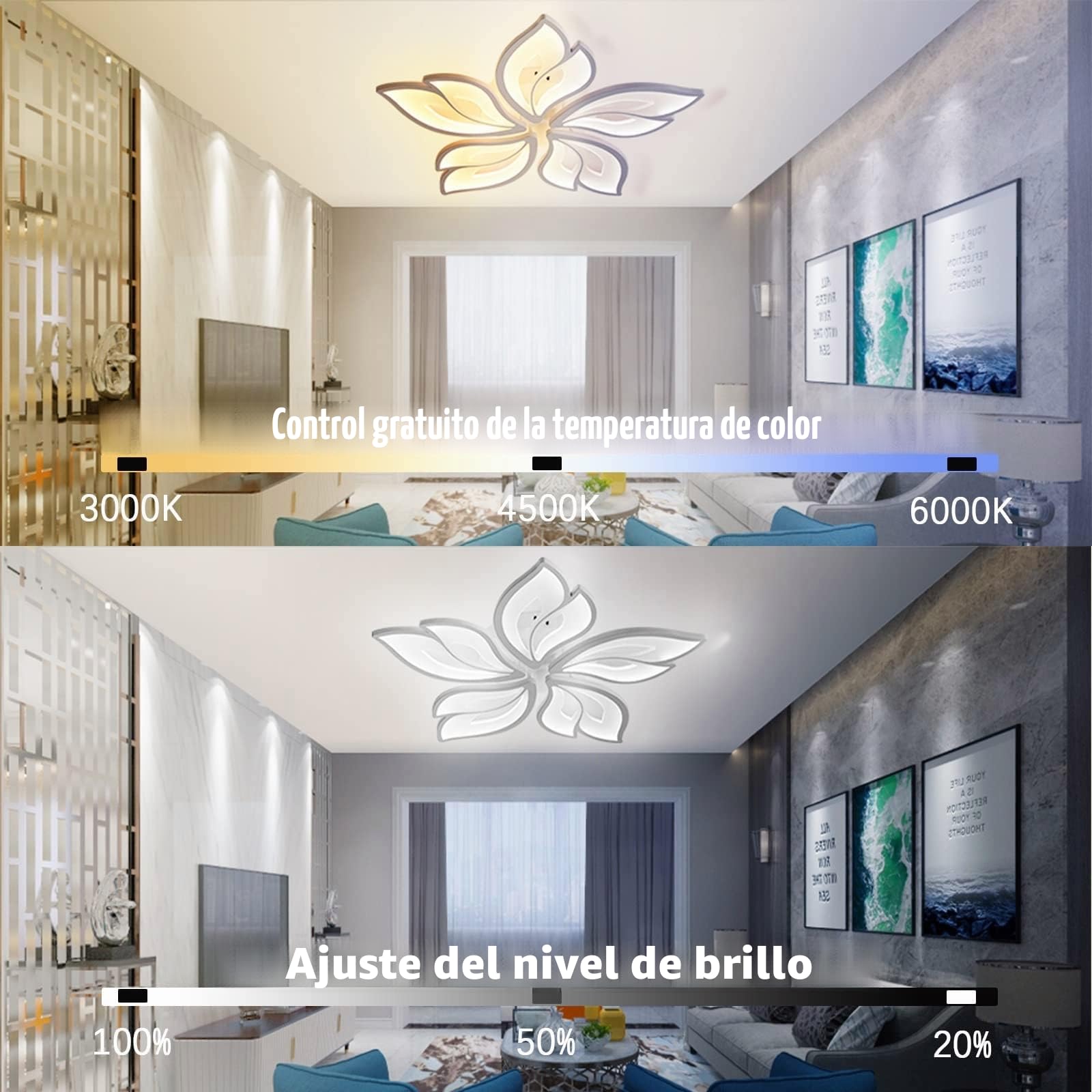 Lámpara LED de techo con APP regulable, lámpara de saló dormitorio con mando a distancia cambio de color lámpara de techo moderna ahorro de energía iluminación de techo para salón habitación infantil