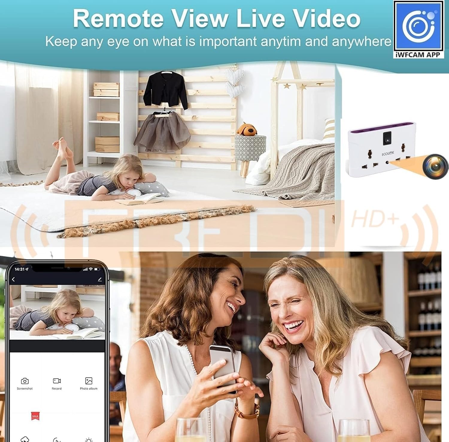 FREDI HD PLUS WiFi 3-Pin Socket Camera 1080P HD | Plug Socket Camera with 32GB Inbuilt Storage | Live View on Mobile & PC via iWFCam App | Plug & Play Indoor Monitoring Device for Home Office Shop 3