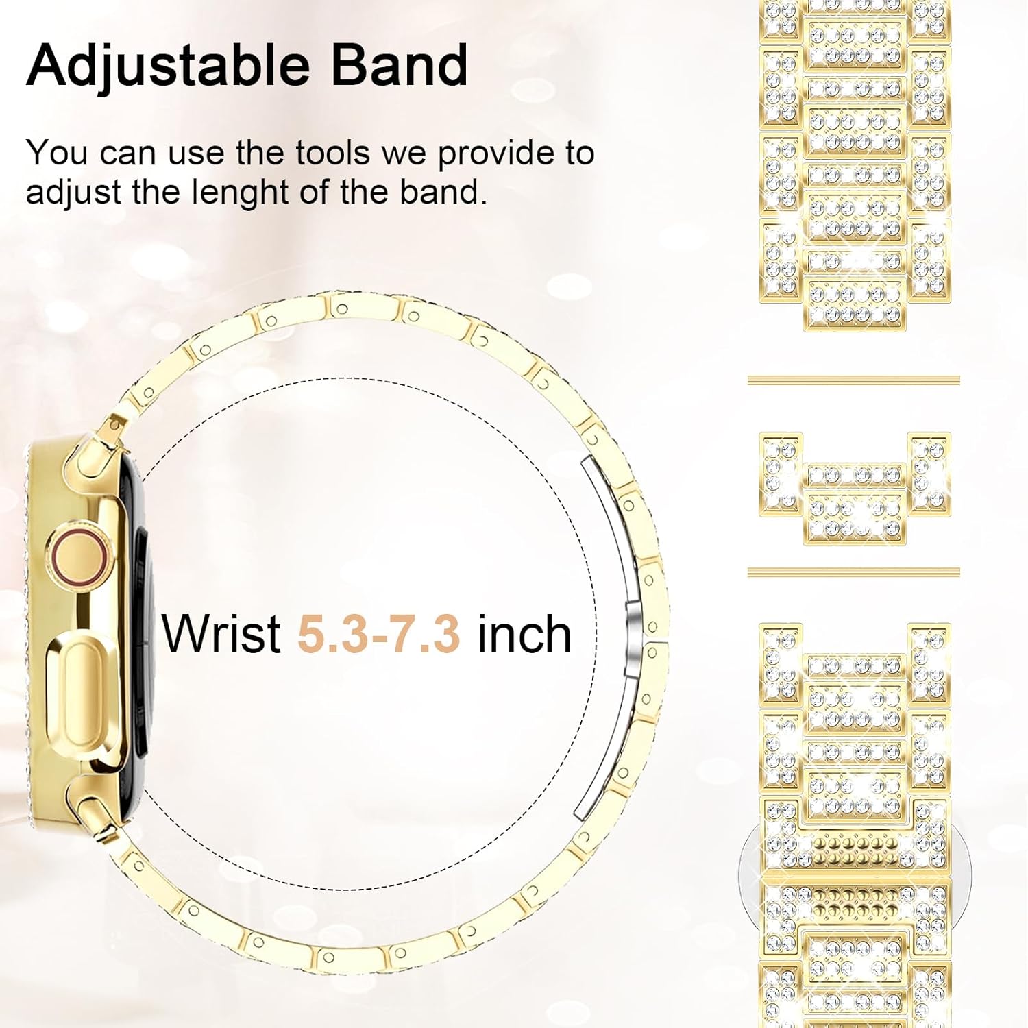 キラキラバンド キラキラケース付き レディース Apple Watch 38mm 40mm 41mm 42mm 44mm 45mm