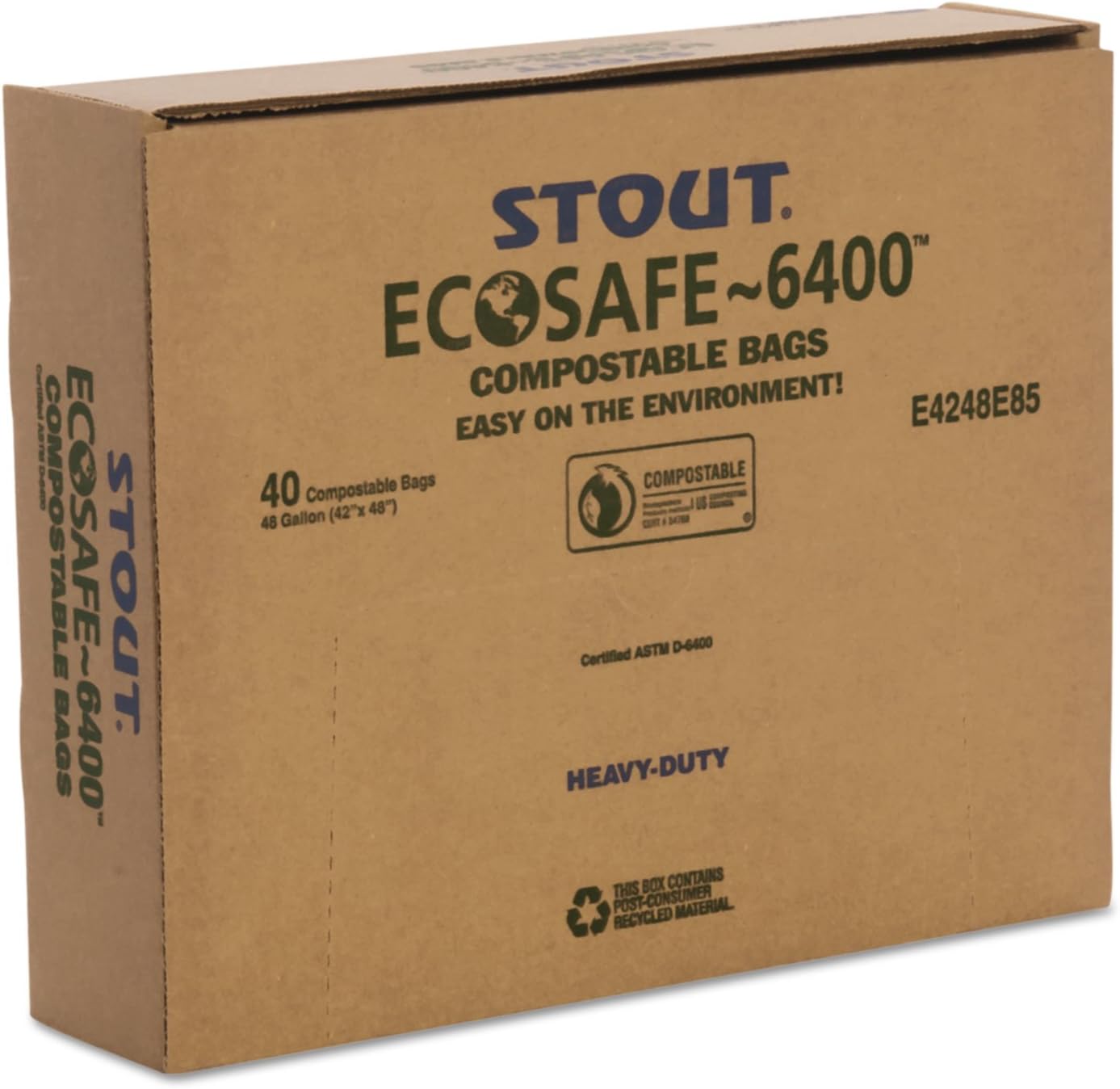 EcoSafe6400 Compostable Bags .85mil 42 x 48 Green 40/Box