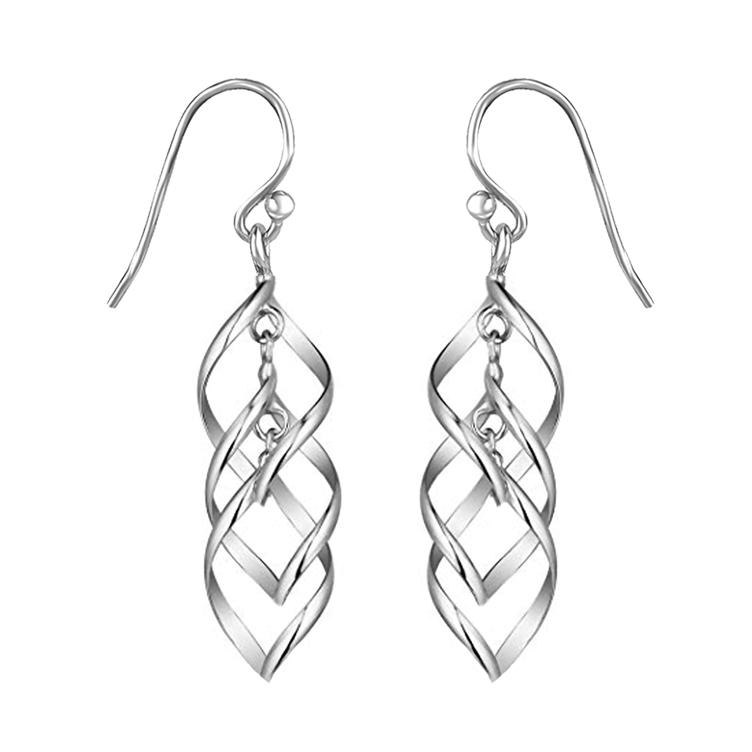 925 Sterling-Silver Drop Dangle Earrings for Women | BIS Hallmarked Jewelry Infinity Knot Twist French-Wire Dangler Earrings