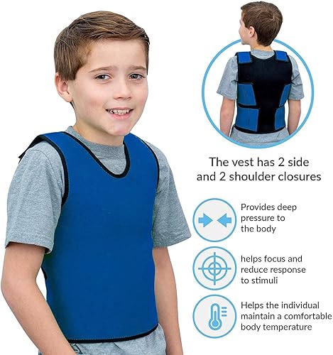 Miniatura 10 de Chaleco de compresión sensorial para niños, chaleco de trastorno de procesamiento sensorial, comodidad de presión profunda para autismo,