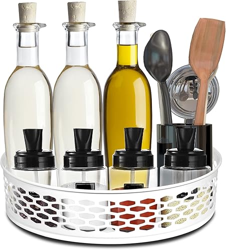 Lazy Susan - Organizador de 2 niveles Lazy Susan organizador de especias de metal de acero para armario de cocina organizador para armario despensa