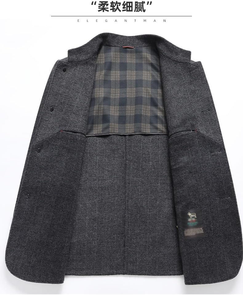 Men's Mid-Aged Wool Double-Sided Jacket Fall/Winter Stand Collar Casual Blazer