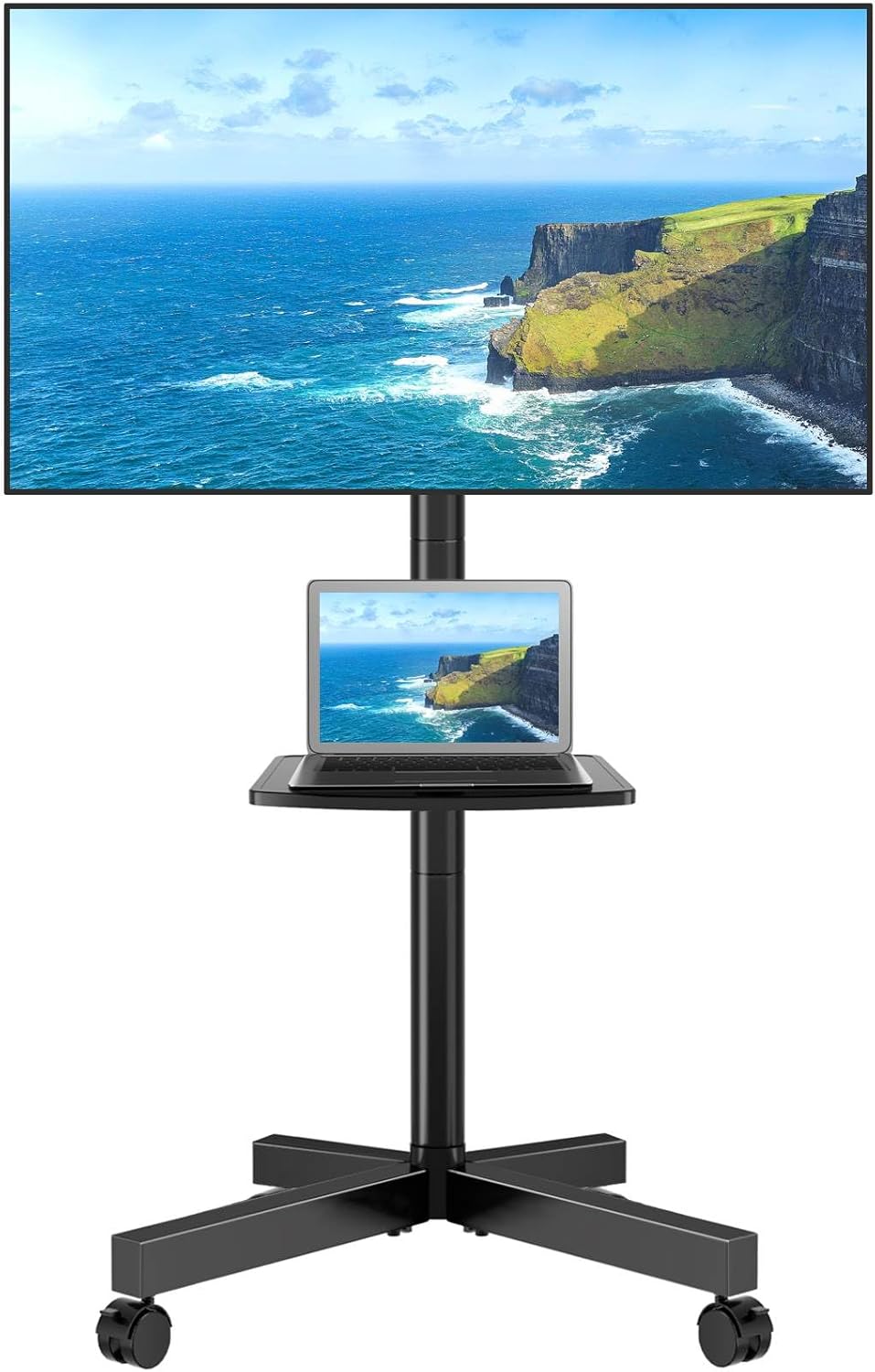 Rfiver Mobile TV Stand, Rolling TV Cart for 2360 Inch Flat Panel Curved Screen TVs up to 88 lbs