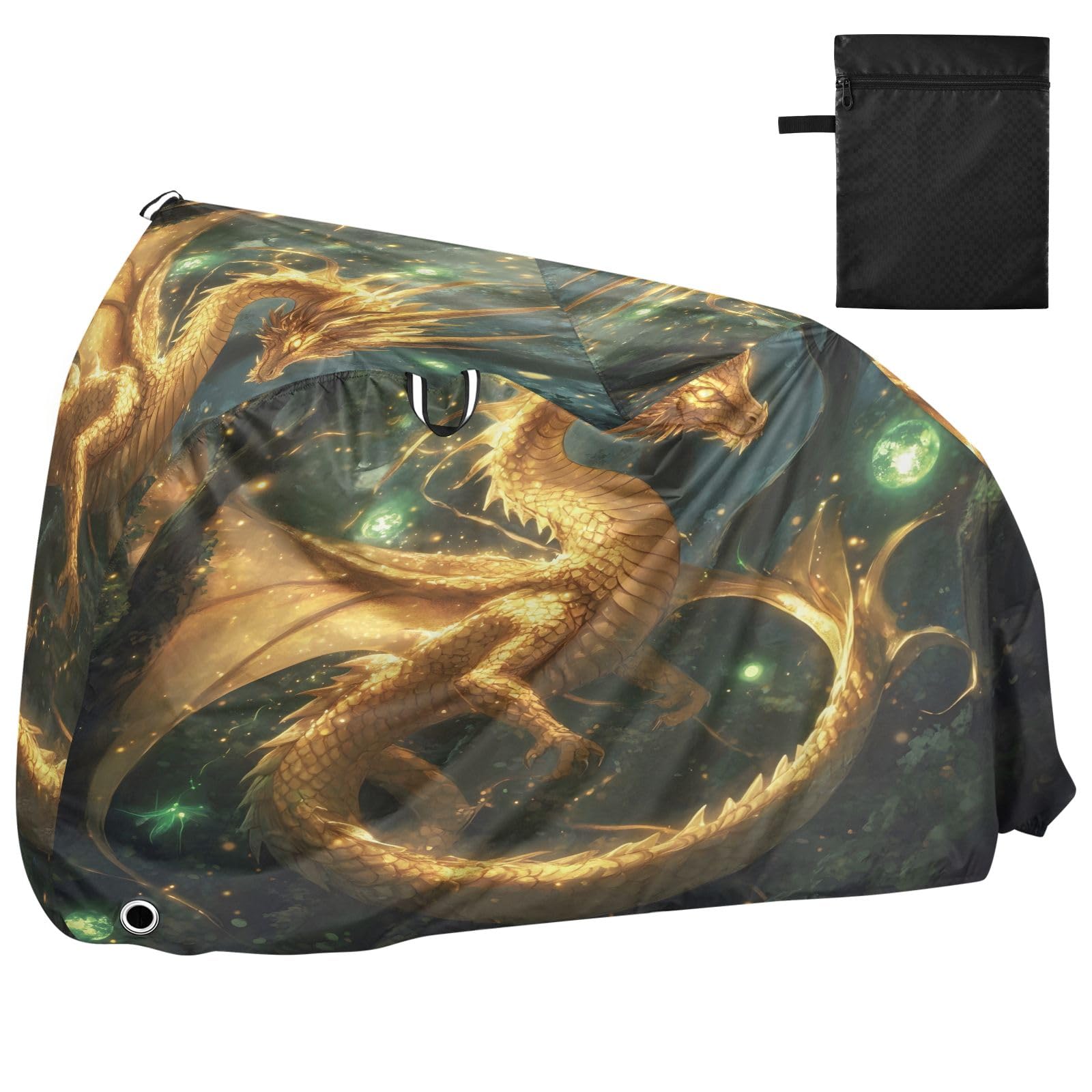Pokrowiec na rower, wodoodporny, outdoorowy, rowerowy, motorower, wytrzymały, wiatroszczelny, ochrona przed słońcem, do roweru górskiego, szosowego, Golden Dream Dragon