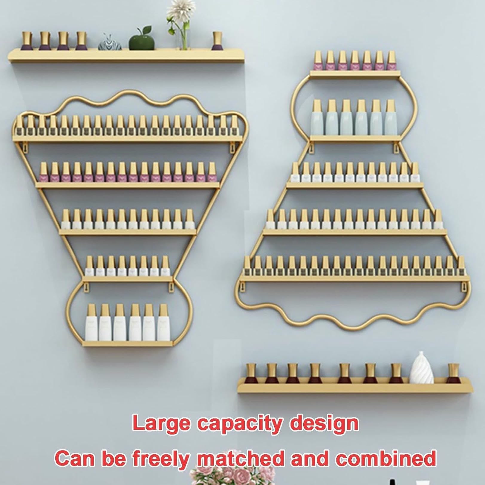 Expositor de esmaltes de uñas de 5 Niveles para Montar en la Pared, Ideal para Salones y Negocios en casa para cosméticos, perfumes, aceites Esenciales y pintalabios.