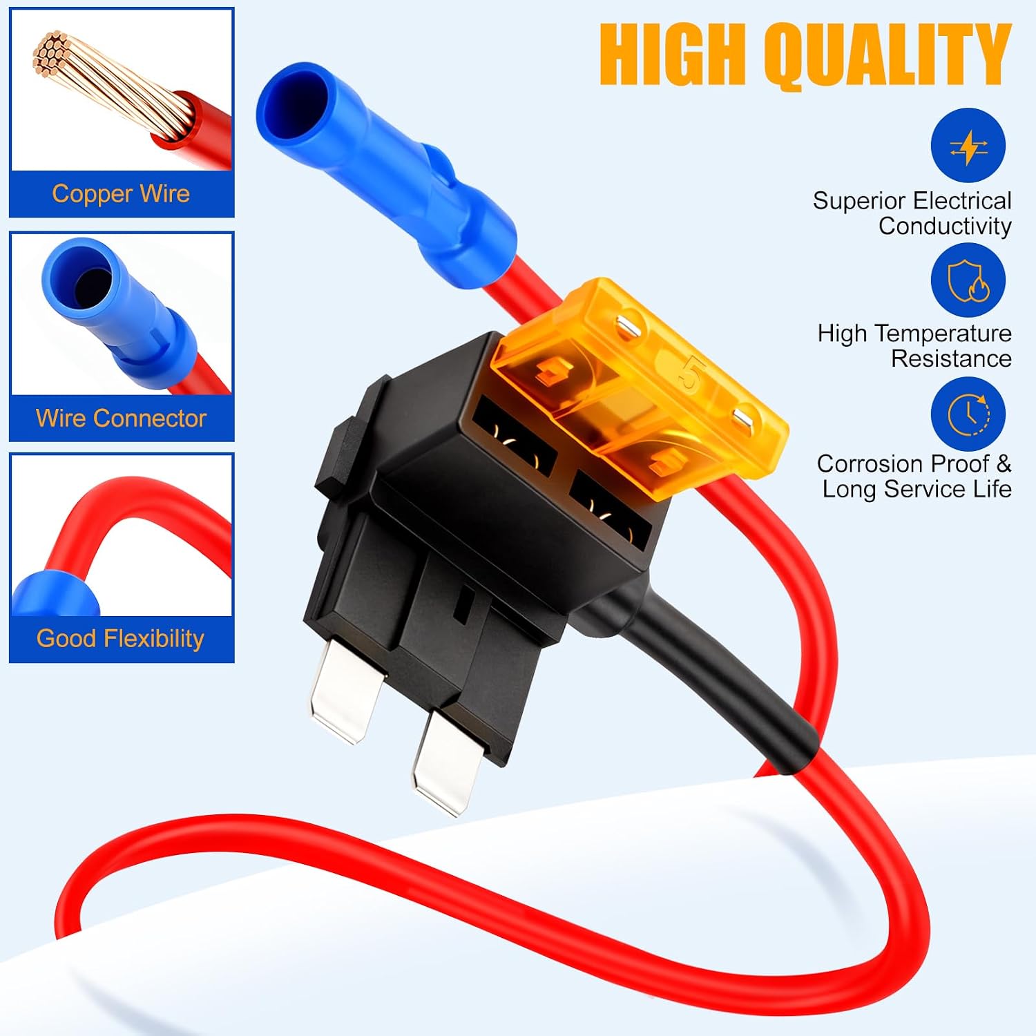 10 Pack 12V Car Add-a-Circuit Fuse Tap Kit, 4 Types Standard Mini Micro2 Low Profile Fuses Taps, ATO ATC ATM APM Fuse Adapter Jumper for Cars Trucks Boats RVs