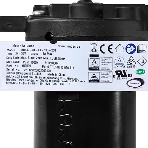 Miniatura 3 de Fromann 452599 Modelo MD142-31-L1-135-230 para sillas elevadoras reclinables eléctricas Reemplazo del actuador del motor