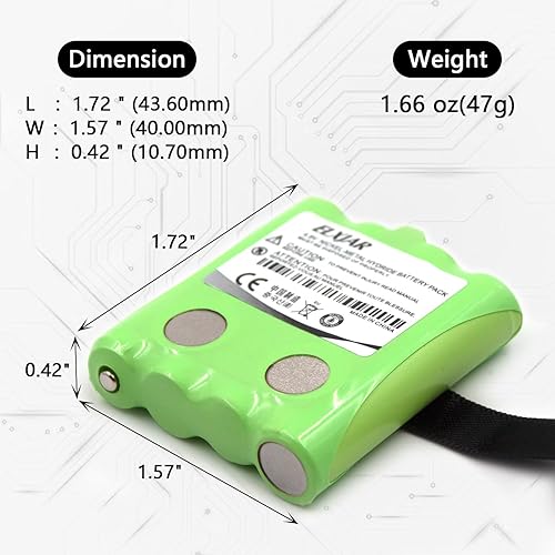 Miniatura 3 de Paquete de 5 baterías BATT4R Ni-MH de 4.8 V para Midland AVP-2, G-223, G-225, G-226, G-227, G-300, G-300M, G-500, GXT-200, GXT-250, GXT-255 y