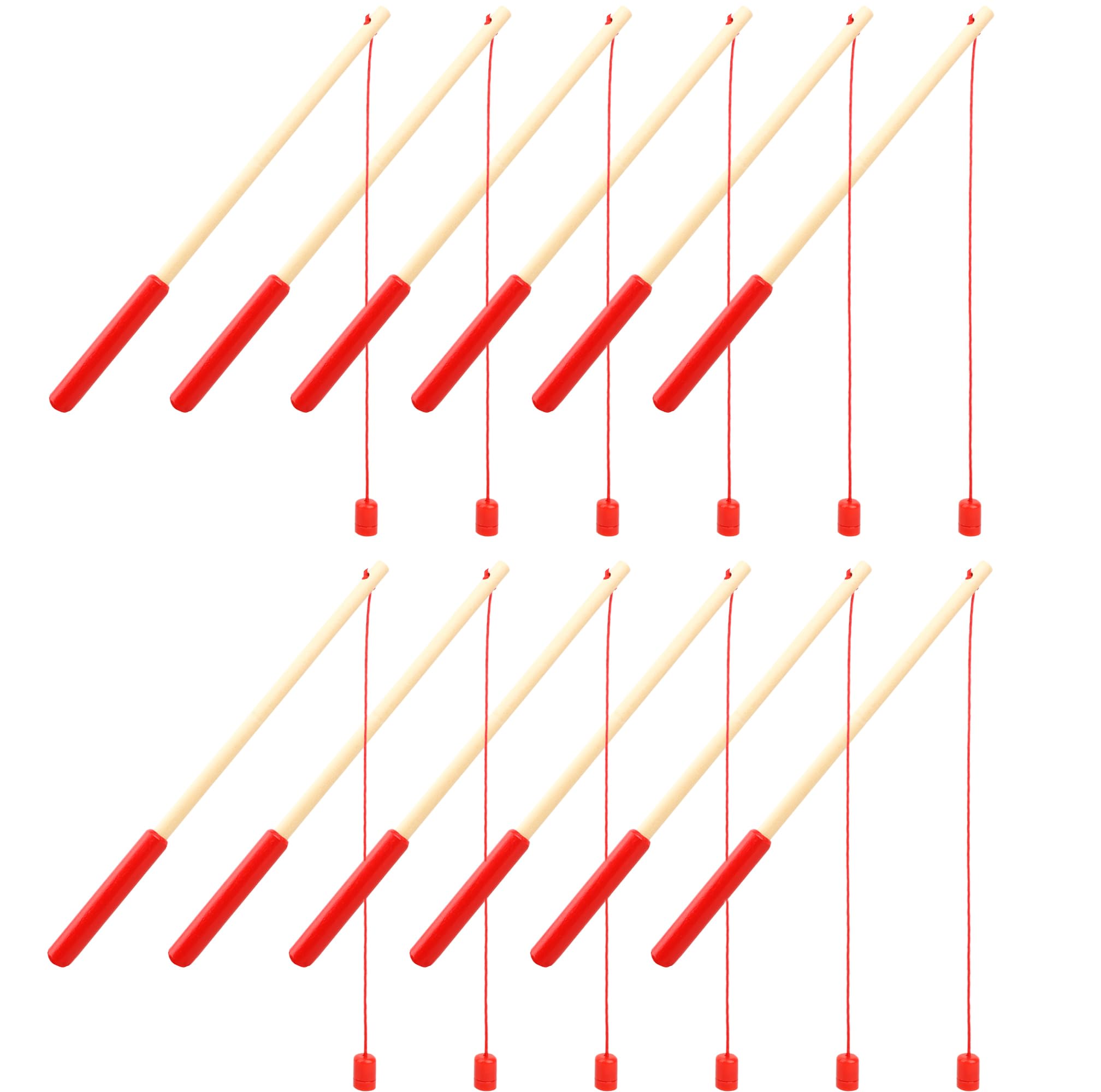 12 Pcs Magnet Fishing Rod Wooden Magnetic Fishing Poles Funny Fishing Pole Toys for Kindergarten Preschool Girl Boy Pool Activity Accessory